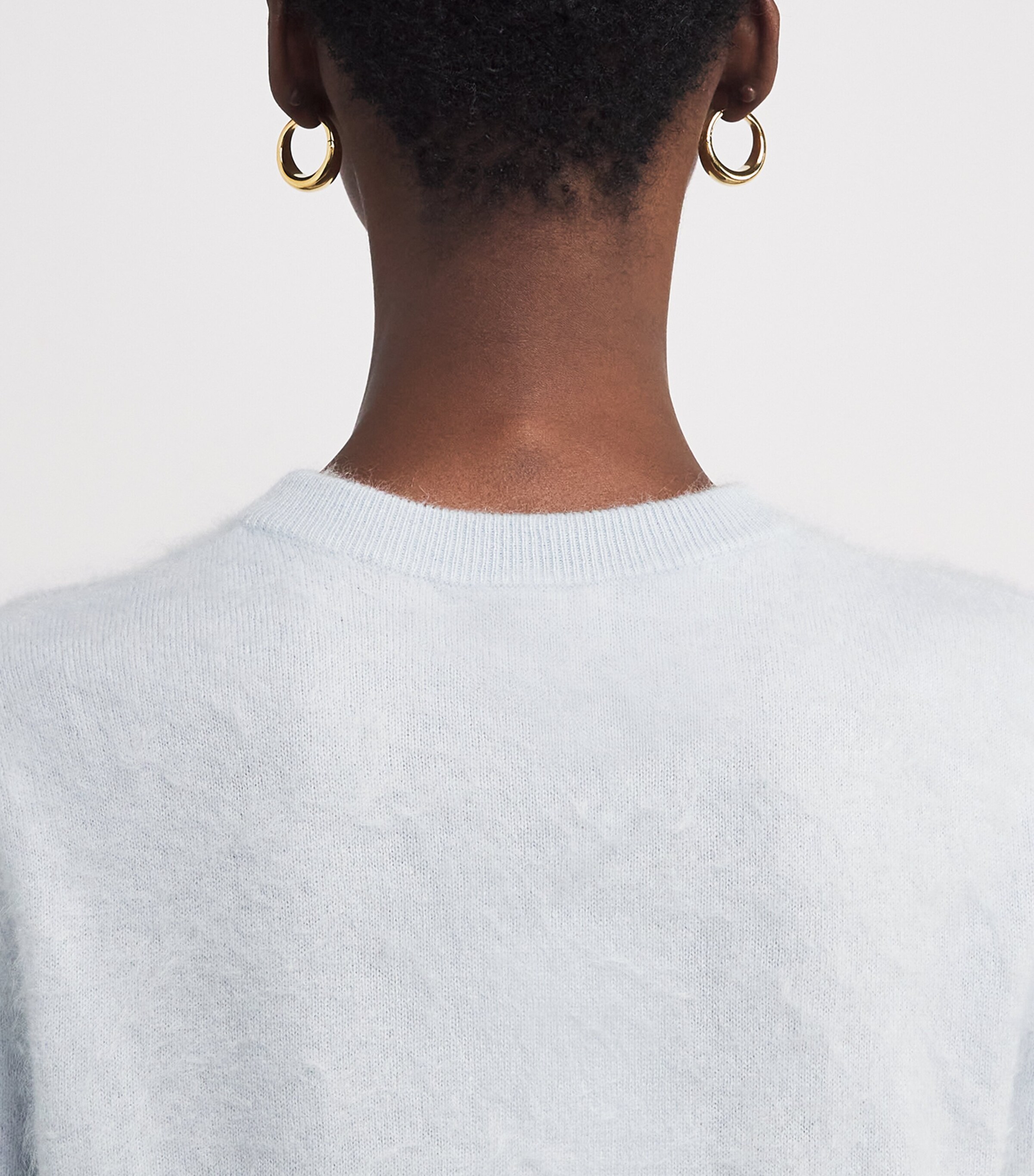 Brushed Cashmere Short-Sleeve Sweater LIGHT BLUE Image 6