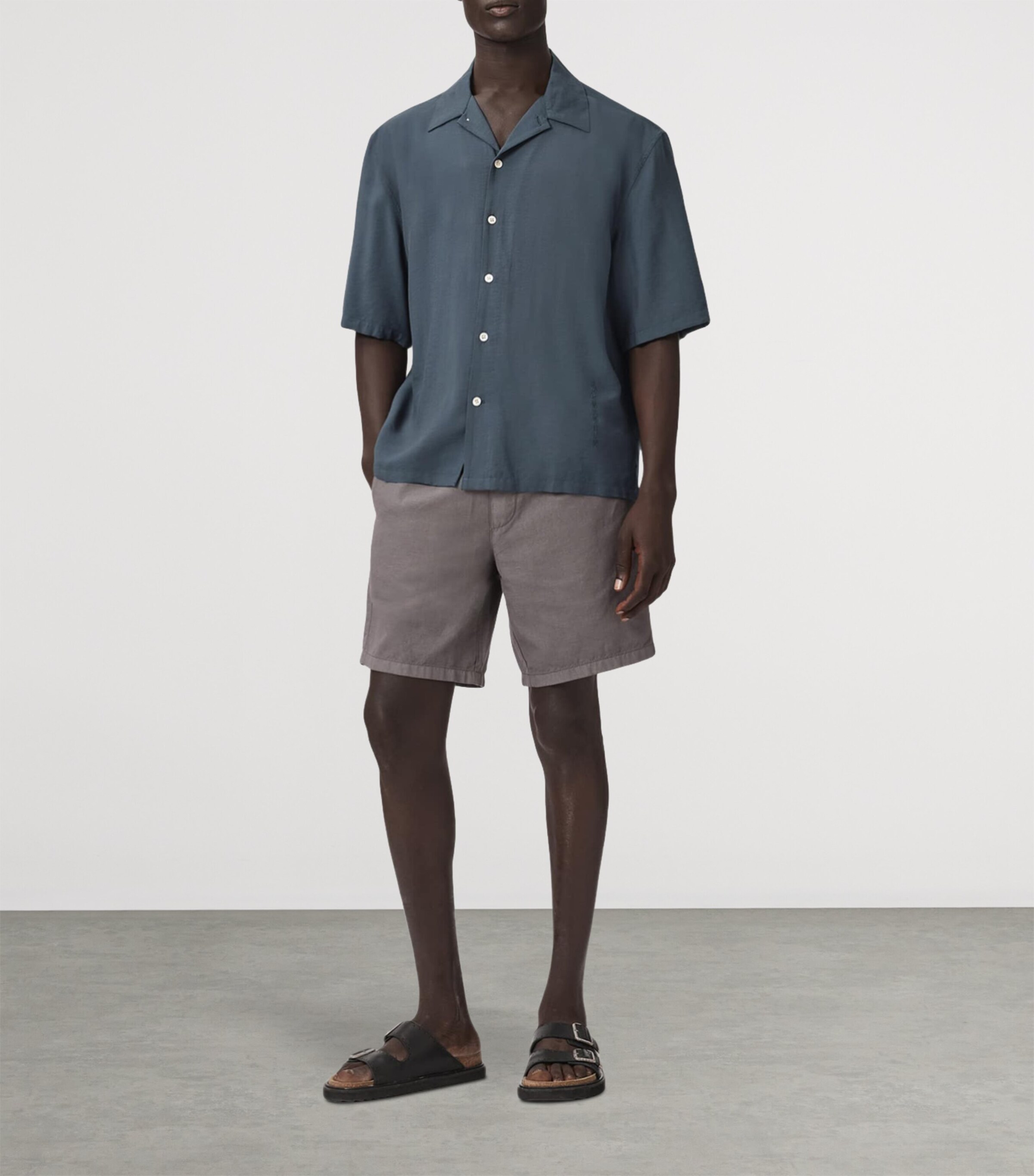 AllSaints Mens Purley Short-Sleeve Shirt Canis Grey Image 5