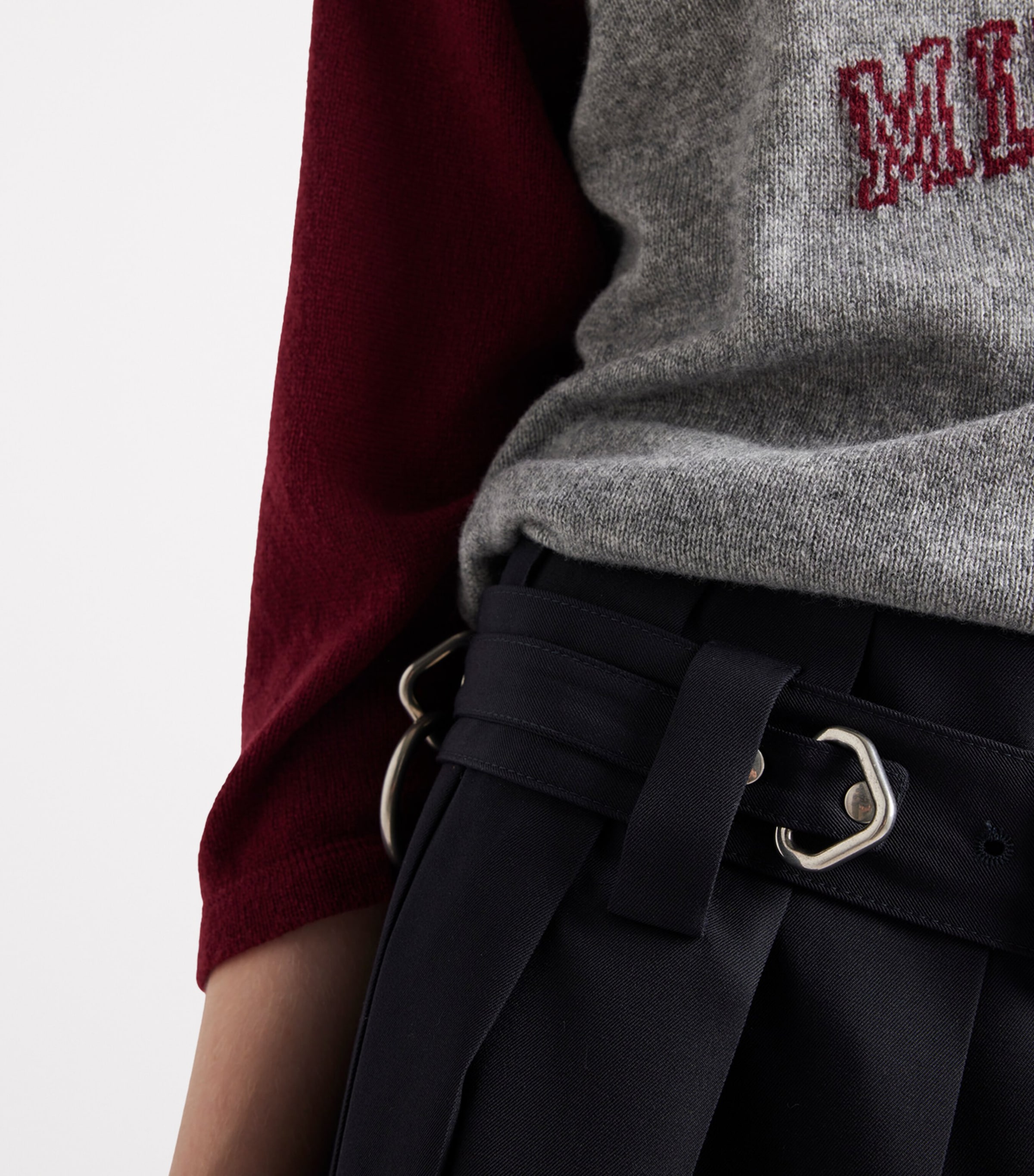 Prada Womens Wool Belted Midi Skirt Image 3