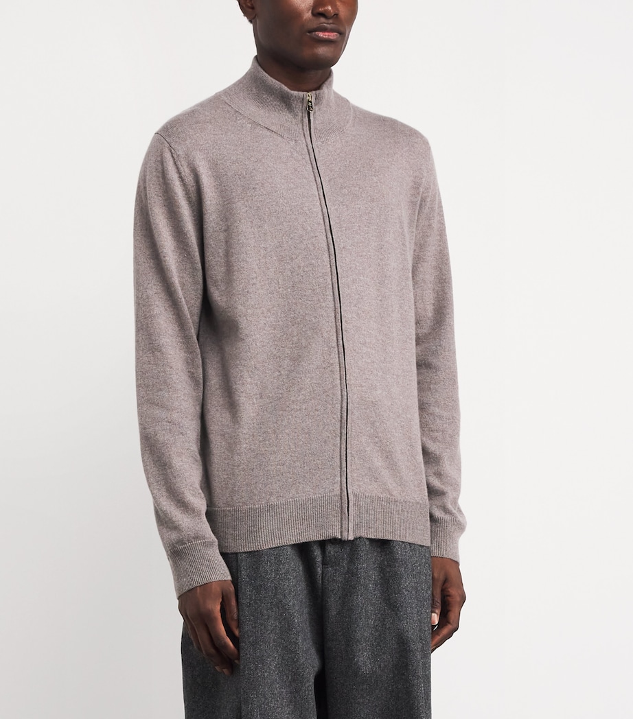 Cashmere Zip-Up Cardigan 73_TAUPE Image 3