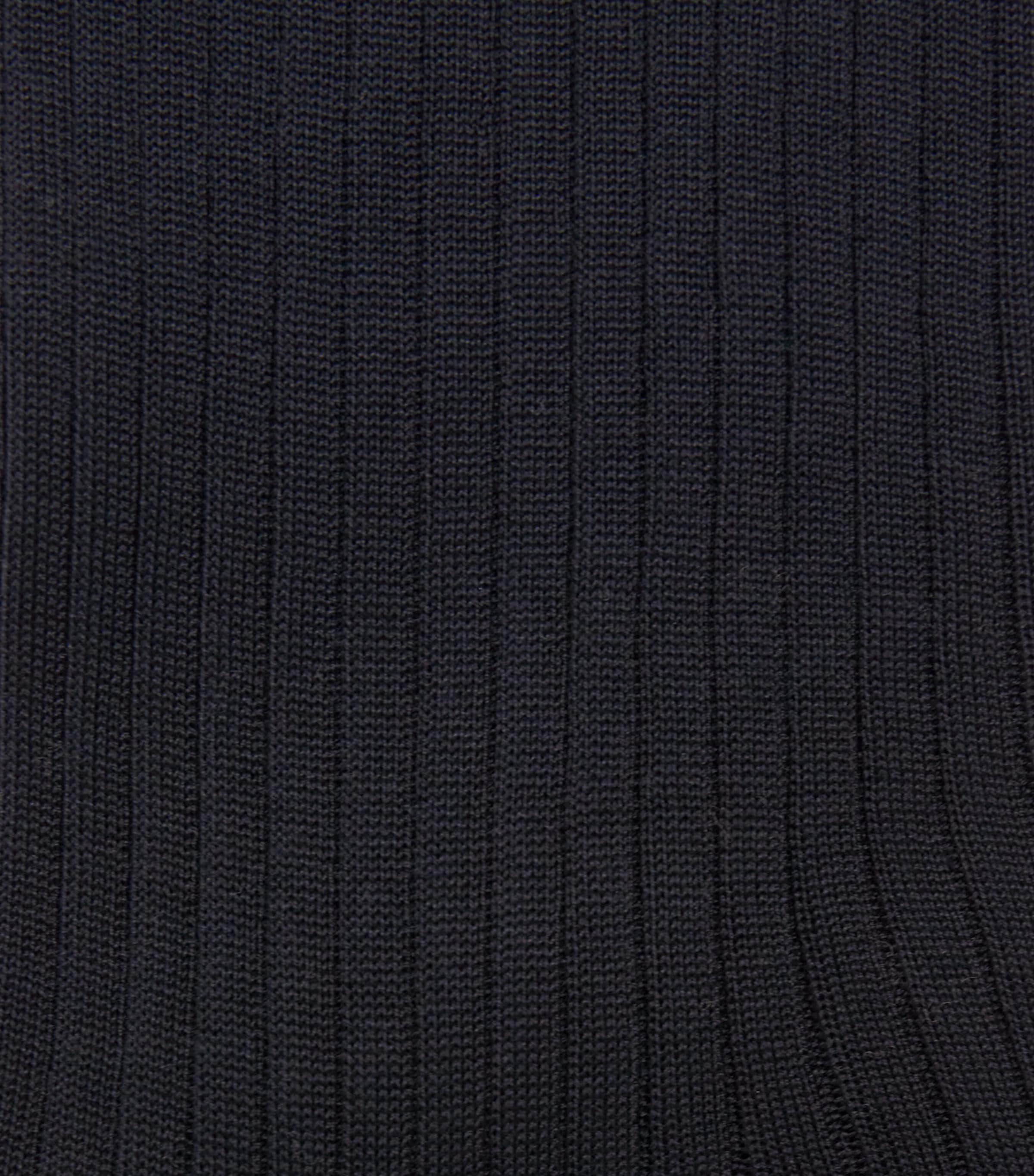 Doré Doré Mens Mercerised Cotton Ribbed Socks Marine Image 2