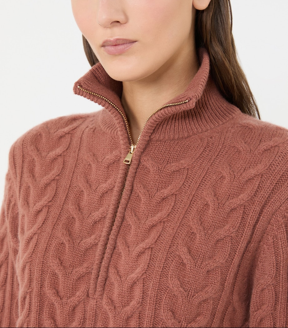 Max Mara Womens Cashmere Quarter-Zip Sweater Antique Rose Image 5