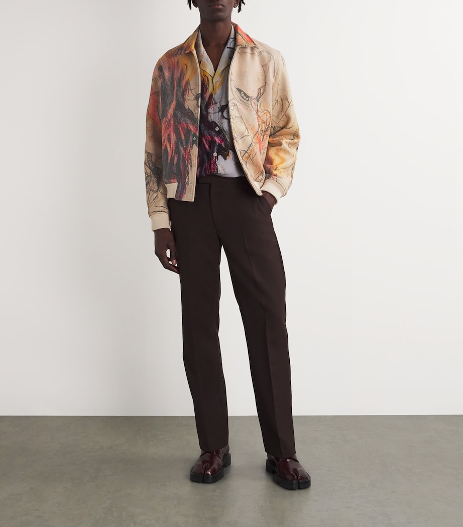 Printed Drafting Bomber Jacket BEIGE Image 2