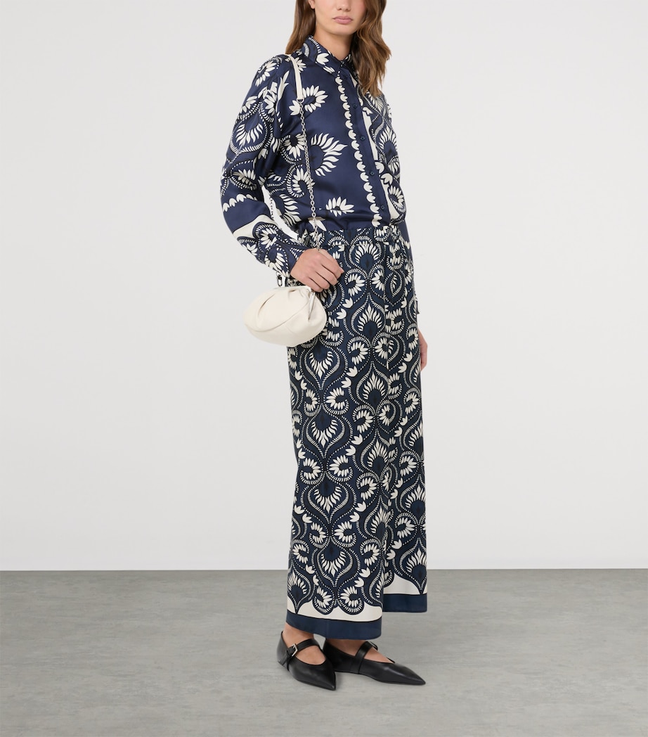 Silk Patchwork Printed Shirt NAVY Image 4