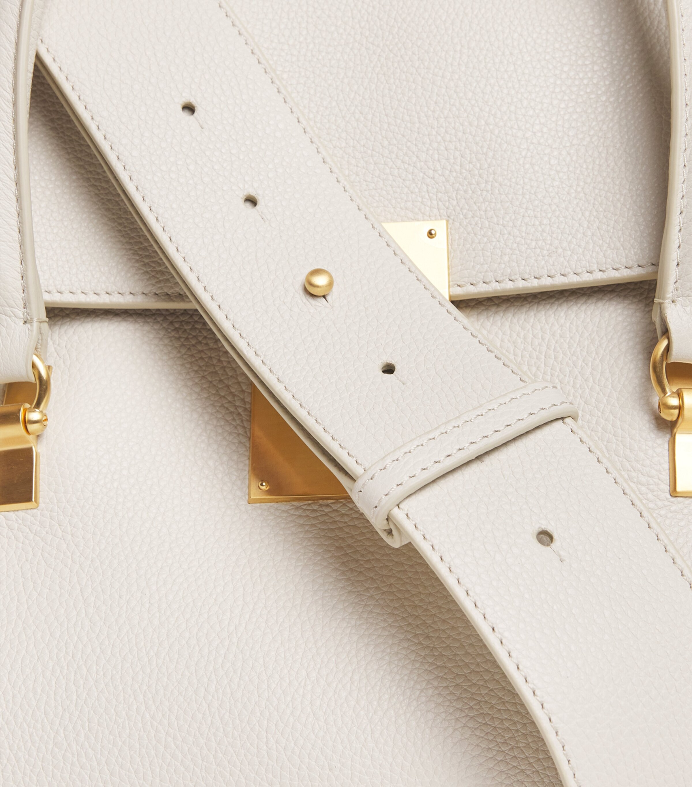 Thom Browne Grain Leather Bolton Top-Handle Bag Off White Image 6