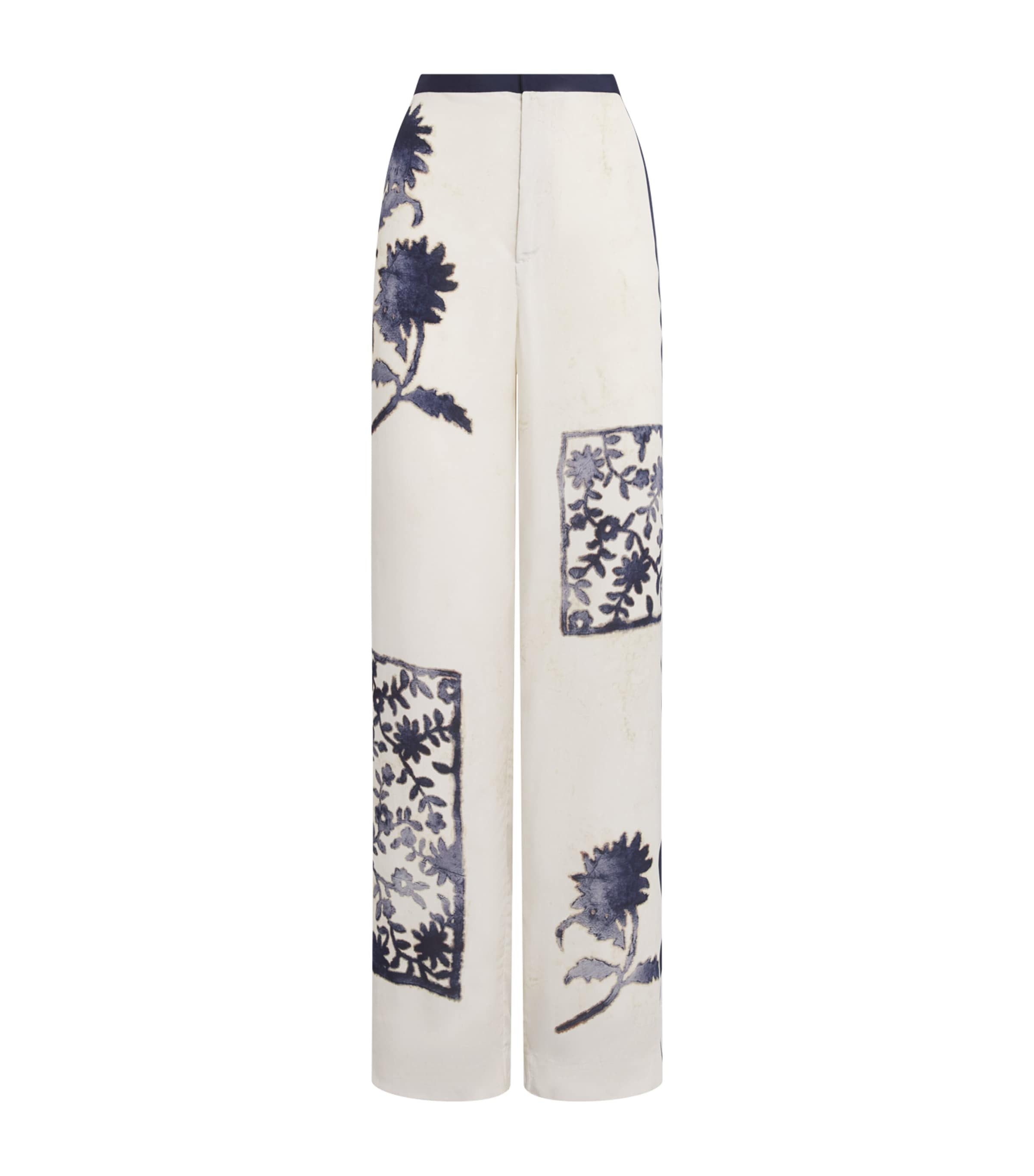 SIR. Womens Philippa Printed Wide-Leg Trousers Eira Midnight Image 1
