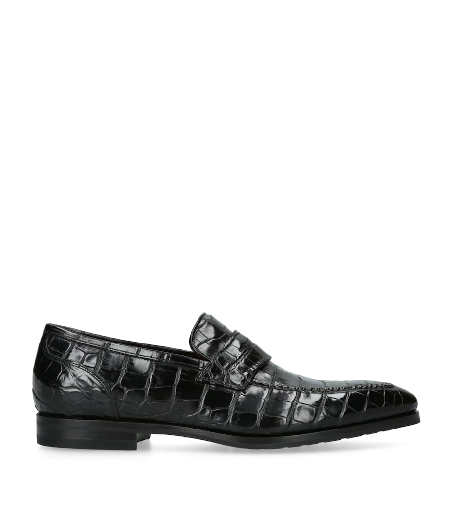 Crocodile Leather Derby Loafers BLACK Image 1