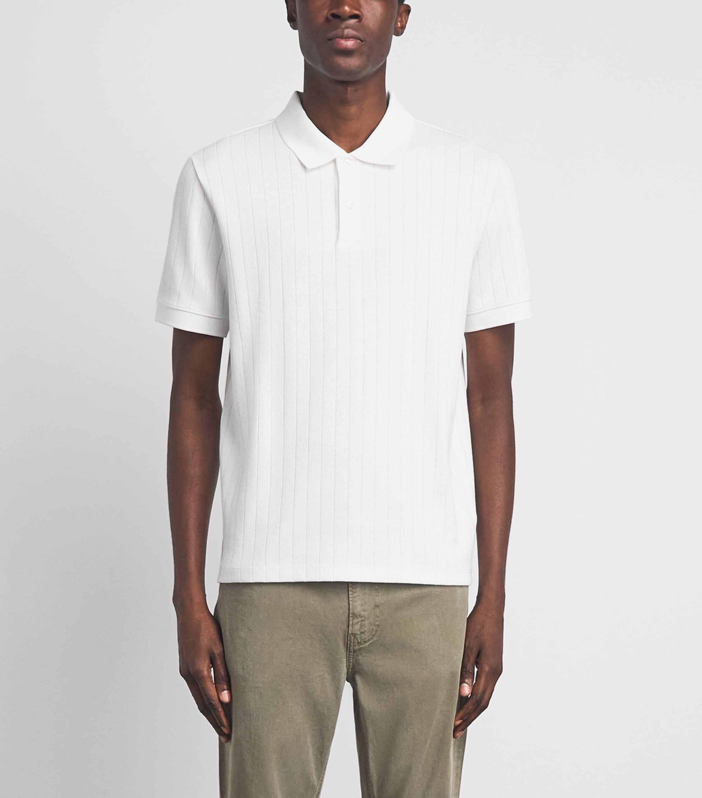 Vince Mens Pima Cotton Knit Polo Shirt Optic White Image 4