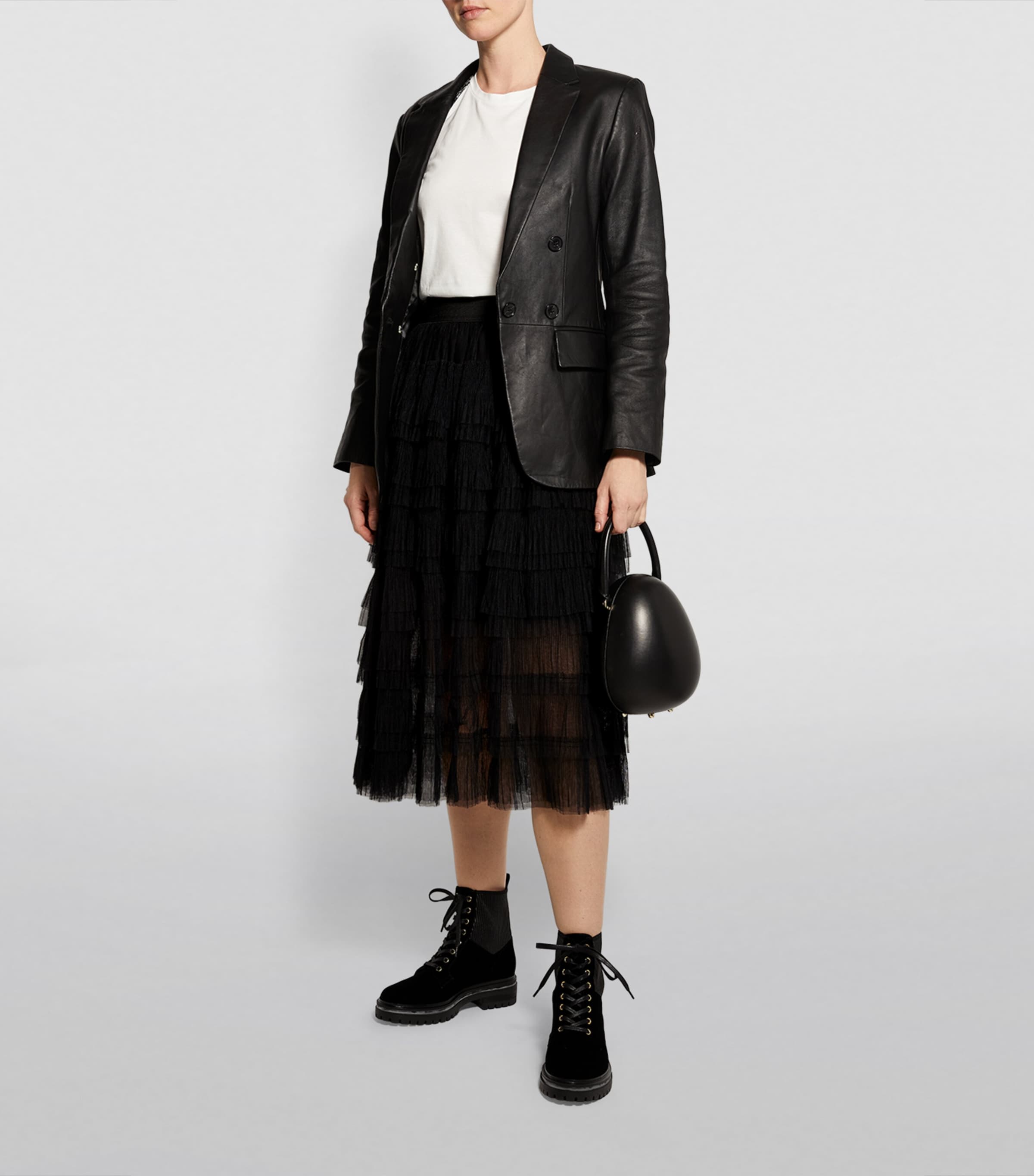 Semi-Sheer Midi Skirt BLACK Image 2