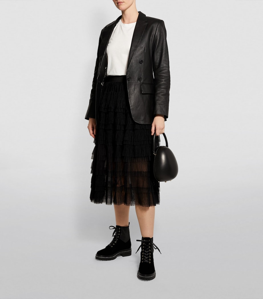 Semi-Sheer Midi Skirt BLACK Image 2