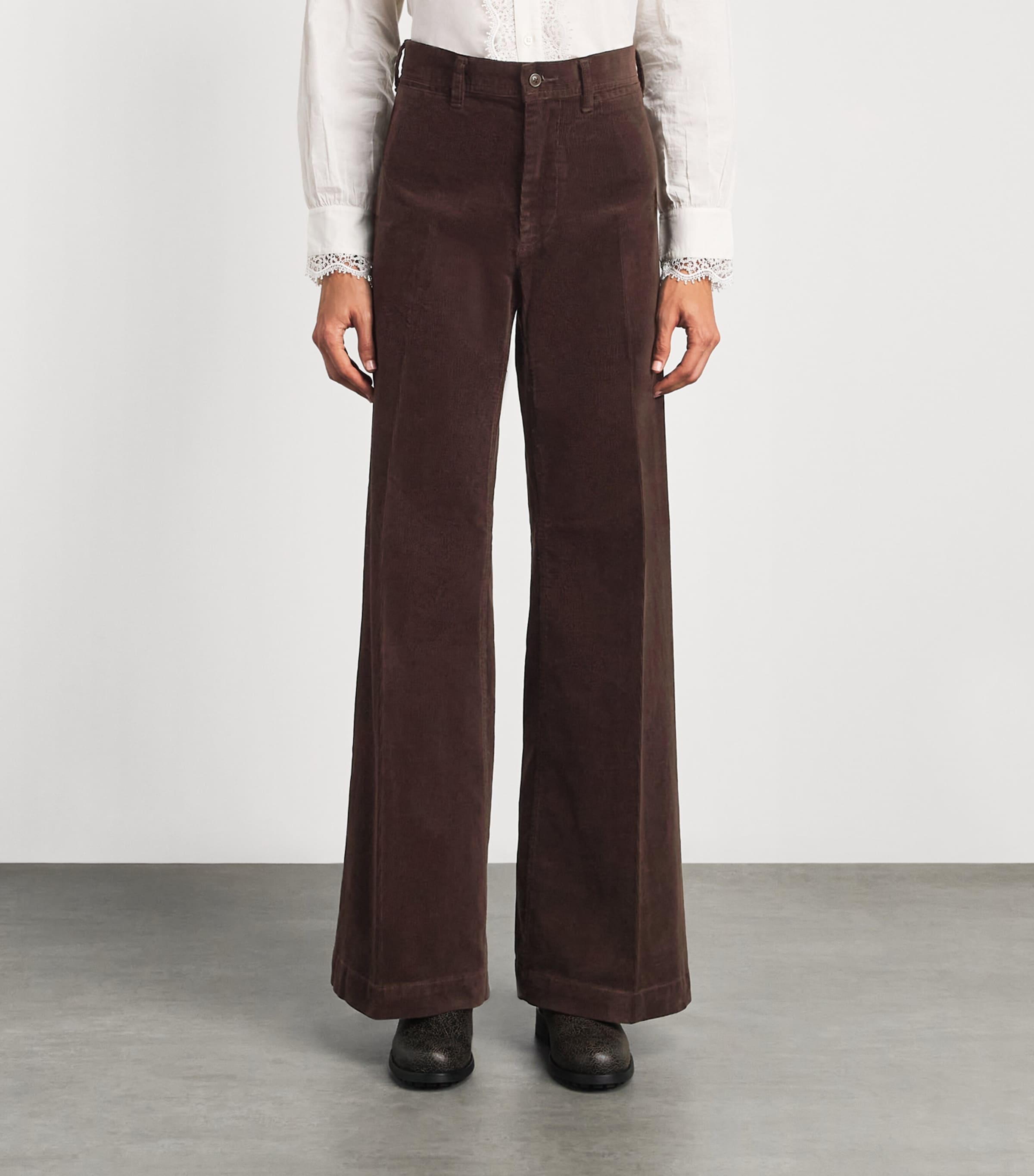 Polo Ralph Lauren Womens Corduroy Beaton Flare Trousers Brown Image 4
