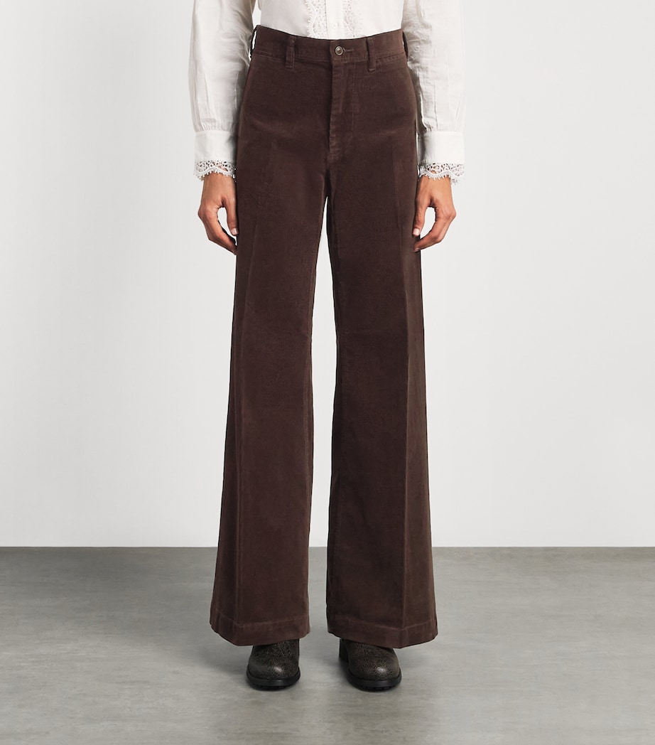 Polo Ralph Lauren Womens Corduroy Beaton Flare Trousers Brown Image 4