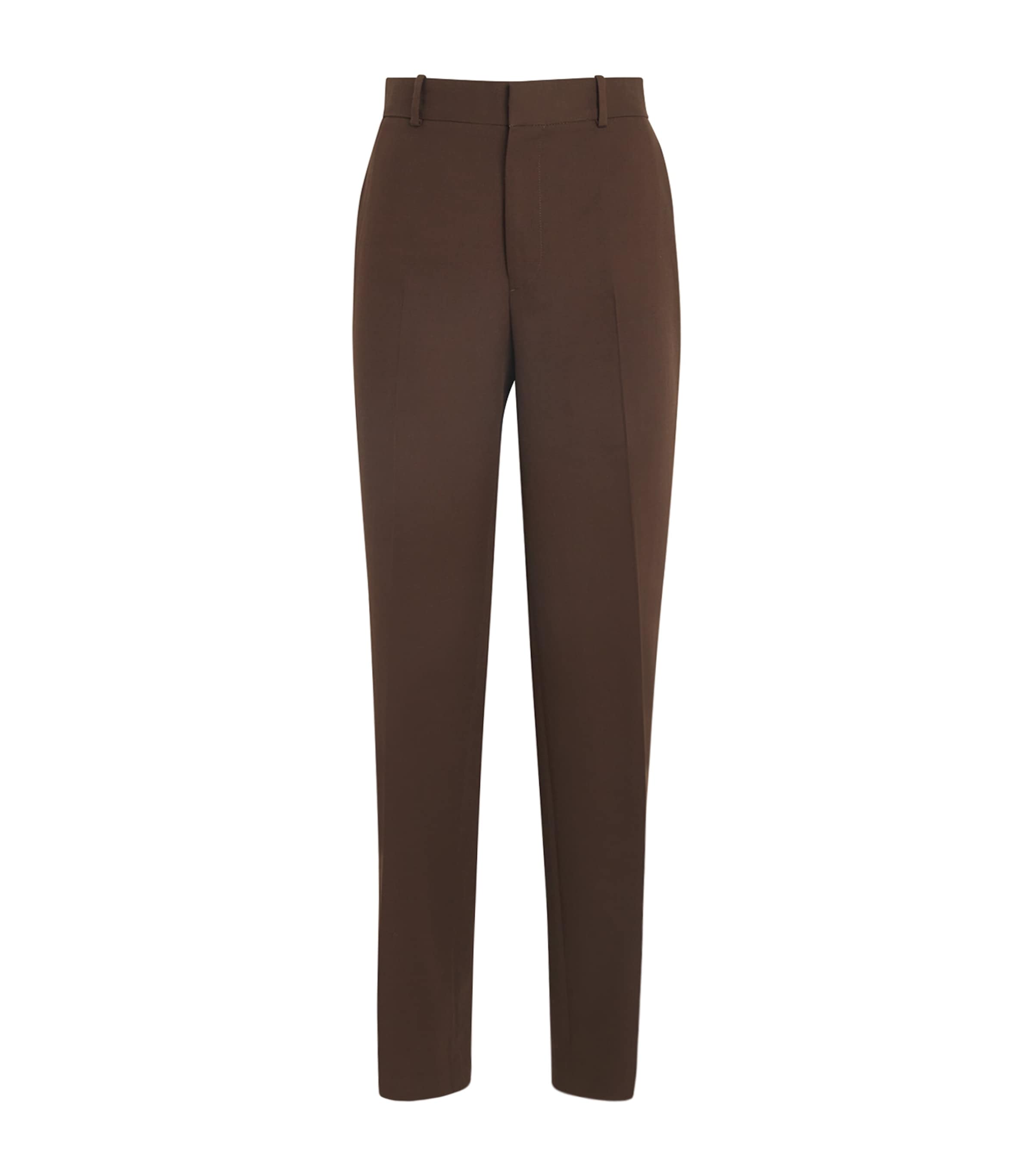Polo Ralph Lauren Womens Cotton-Wool Straight-Leg Trousers Dark Beech Image 1