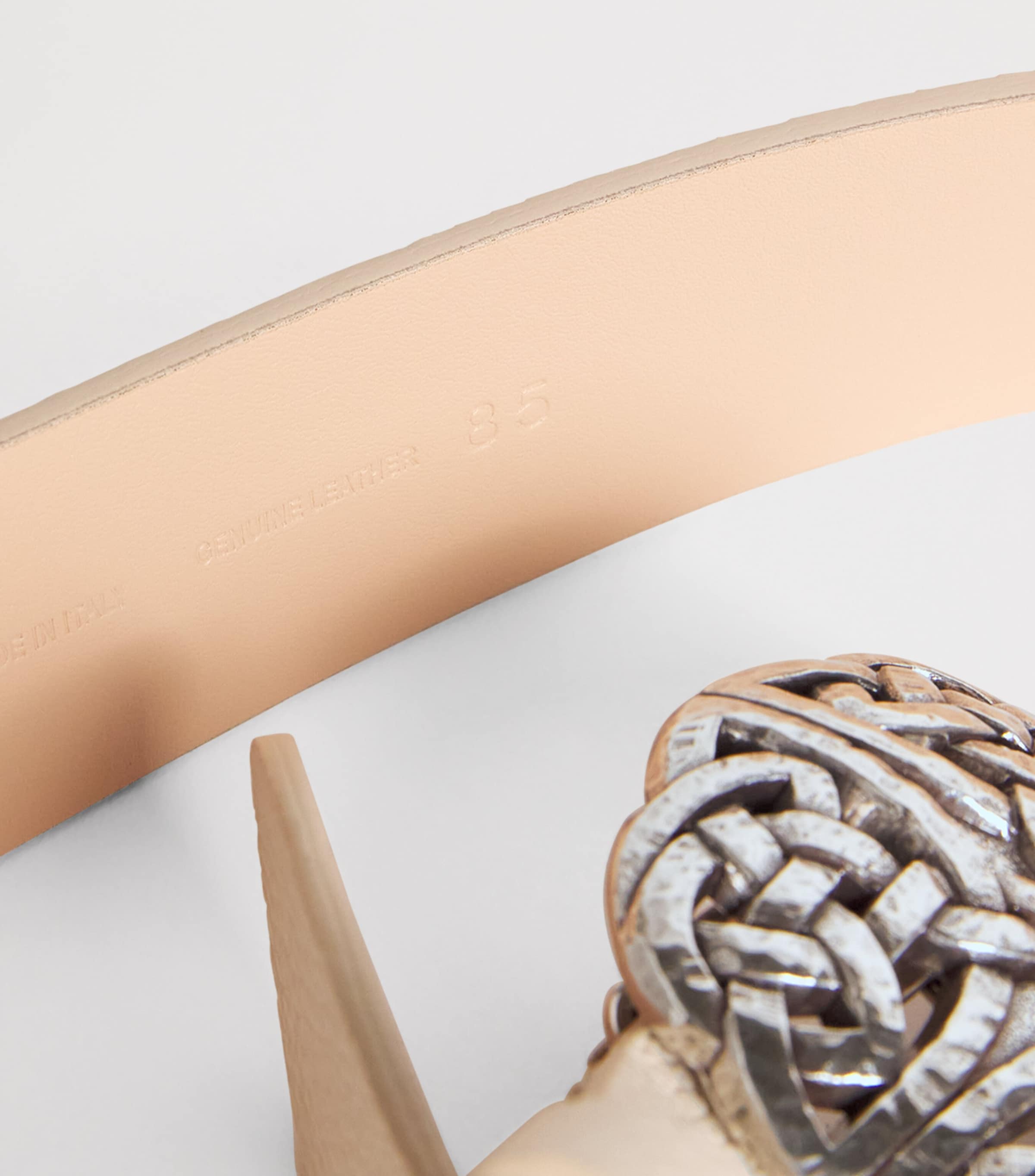Eleventy Leather Woven Buckle Belt Sabbia Image 5
