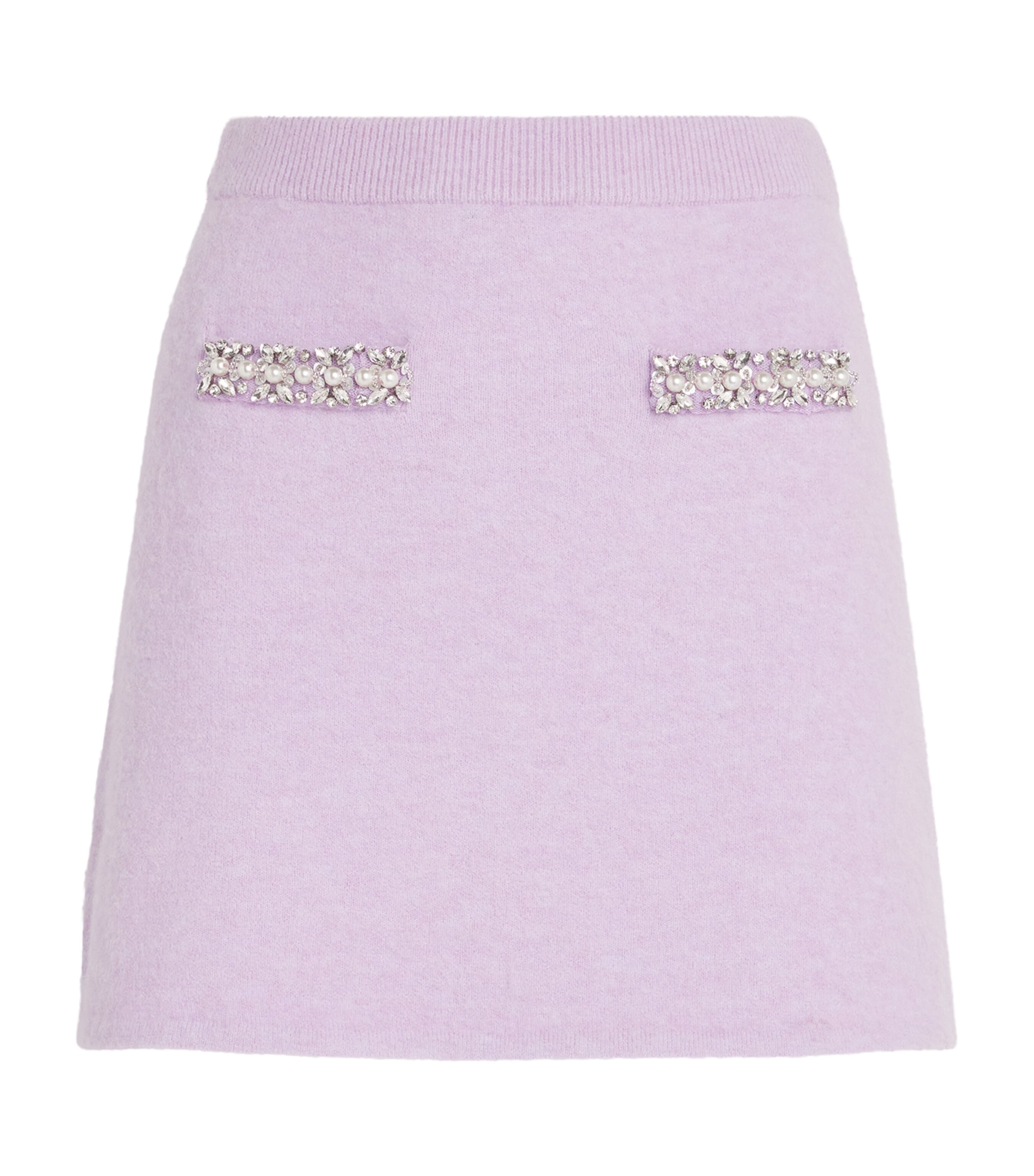 Self-portrait Self Portrait Lilac Stretch Viscose Blend Mini Skirt In Purple