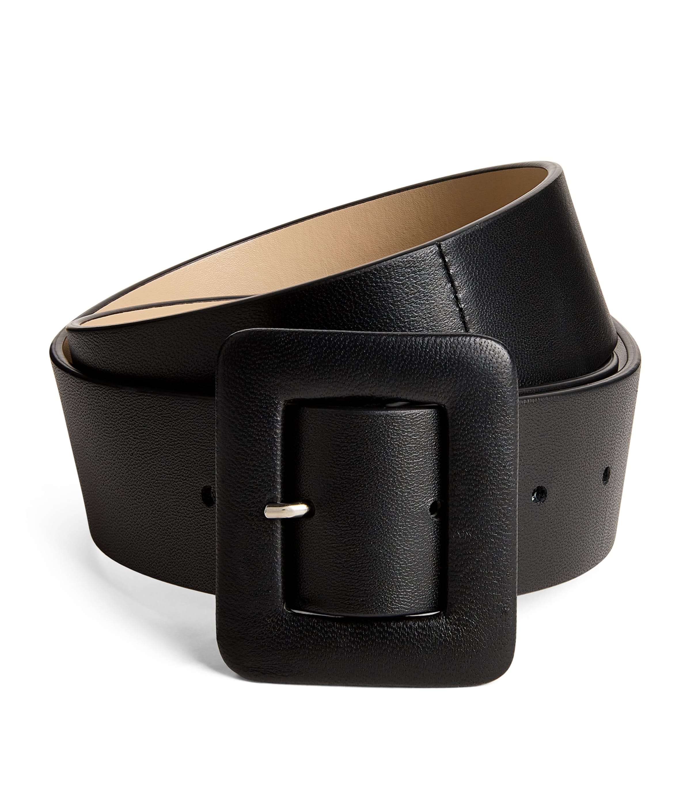 Shop Weekend Max Mara Nappa Leather Tonal Belt In Black