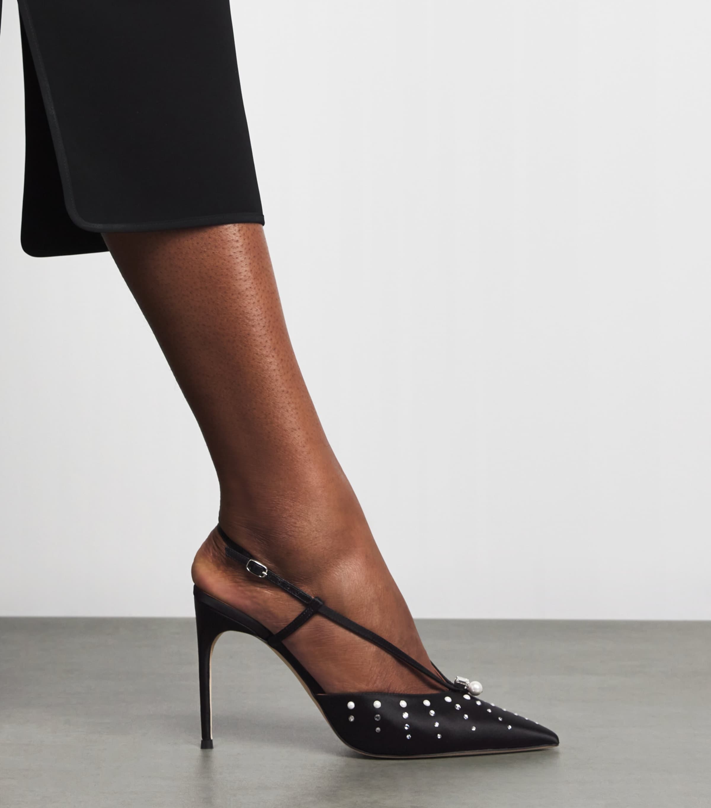 Satin Moore Slingback Pumps 90 BLACK Image 2