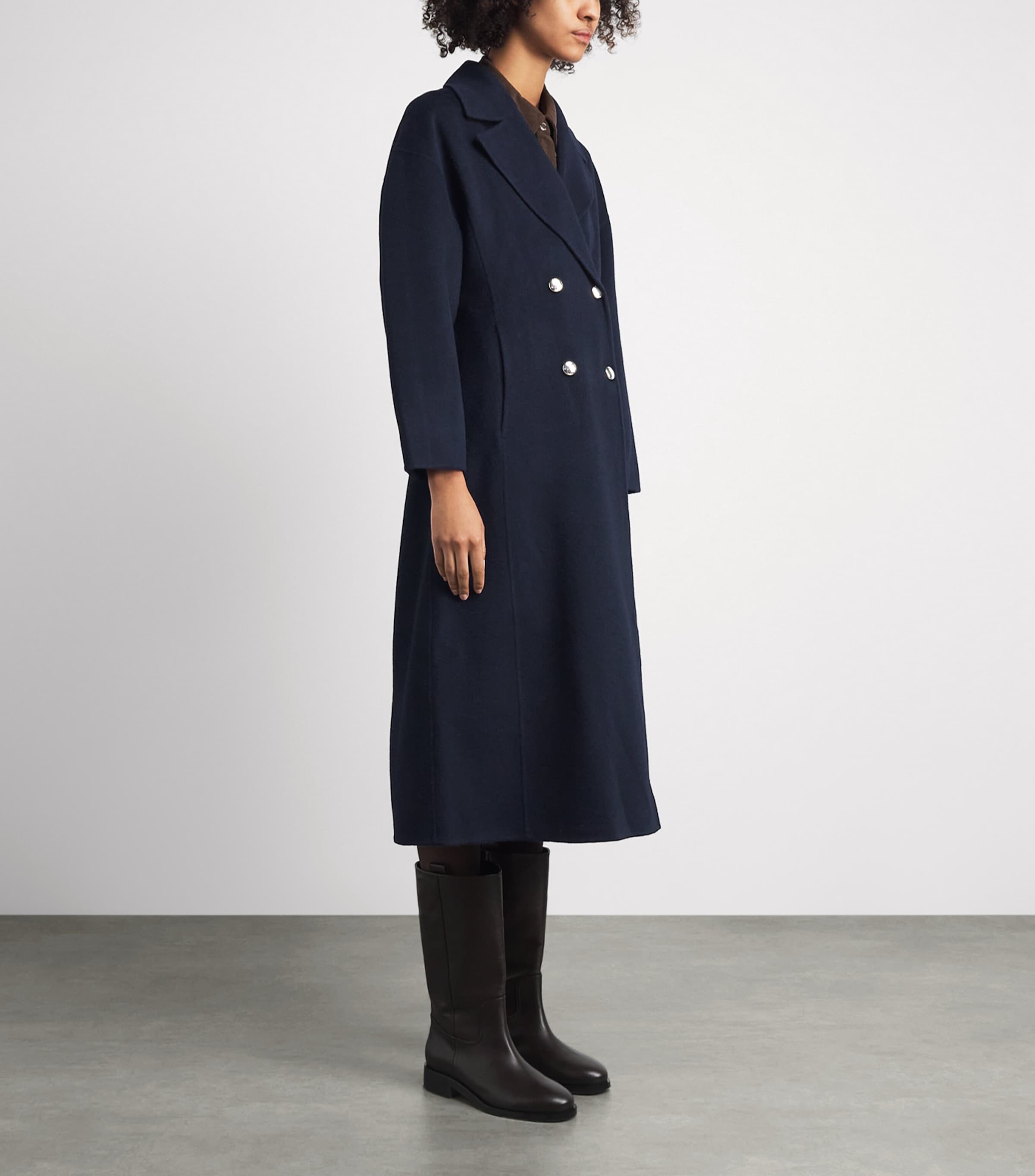 Maje Womens Wool Longline Pea Coat Black Image 4