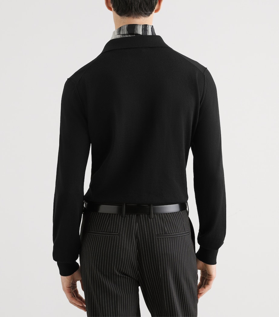 Dolce&Gabbana Mens Cashmere Polo Sweater Black Image 5