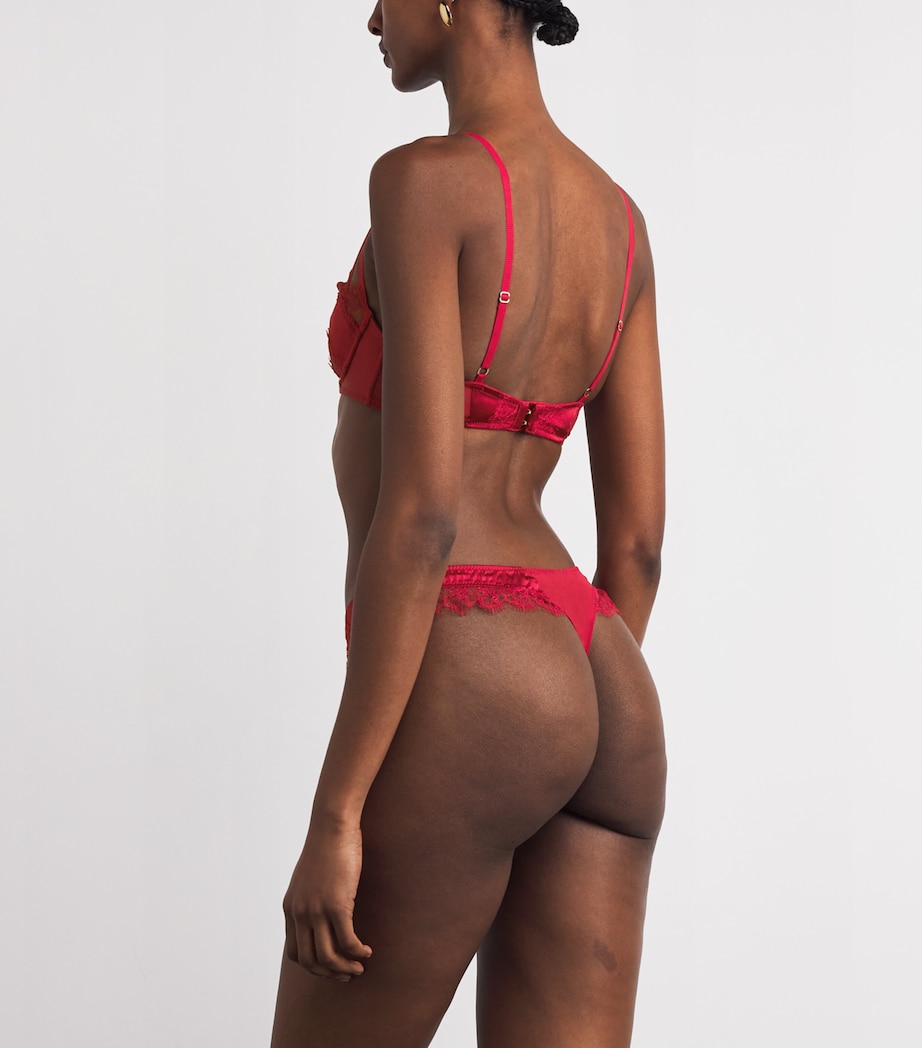Stretch-Silk Lace Thong RED 600 Image 3