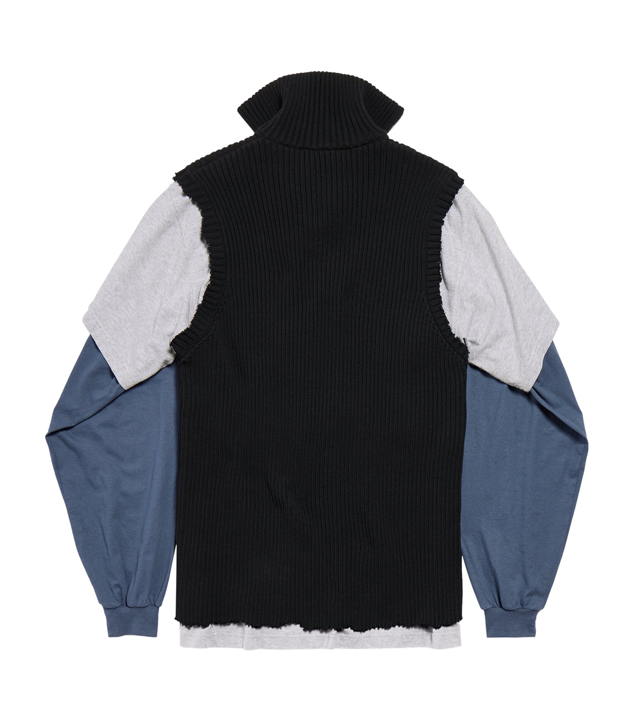 Balenciaga Mens Hybrid Layered Quarter-Zip Sweater Image 6