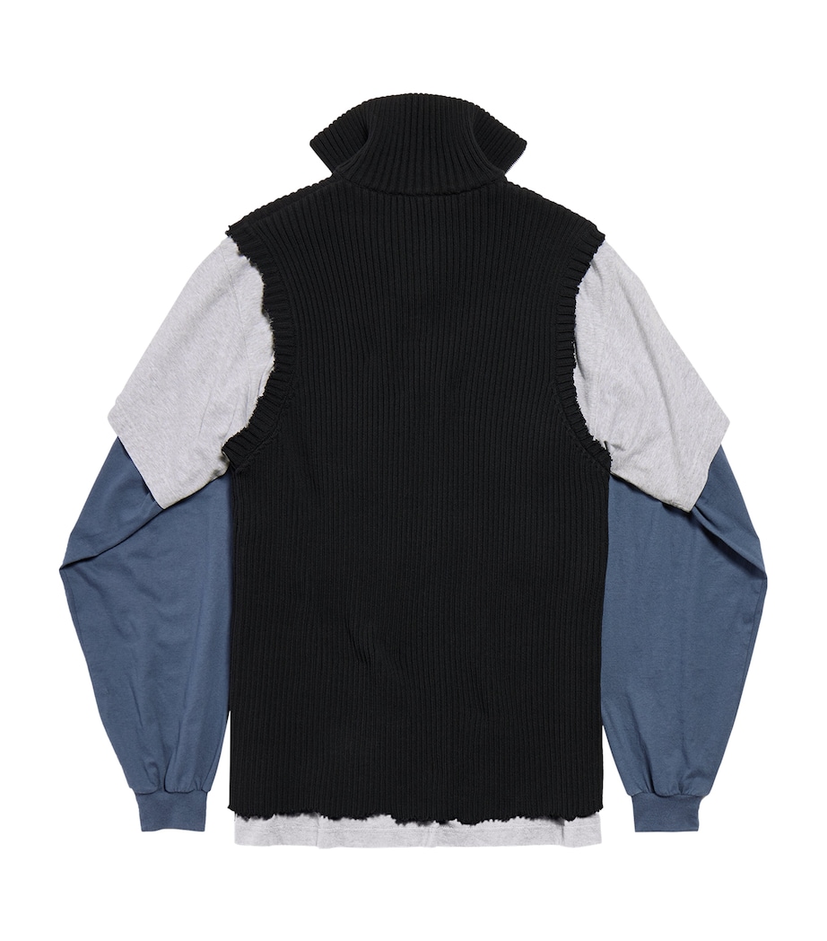 Balenciaga Mens Hybrid Layered Quarter-Zip Sweater Image 6
