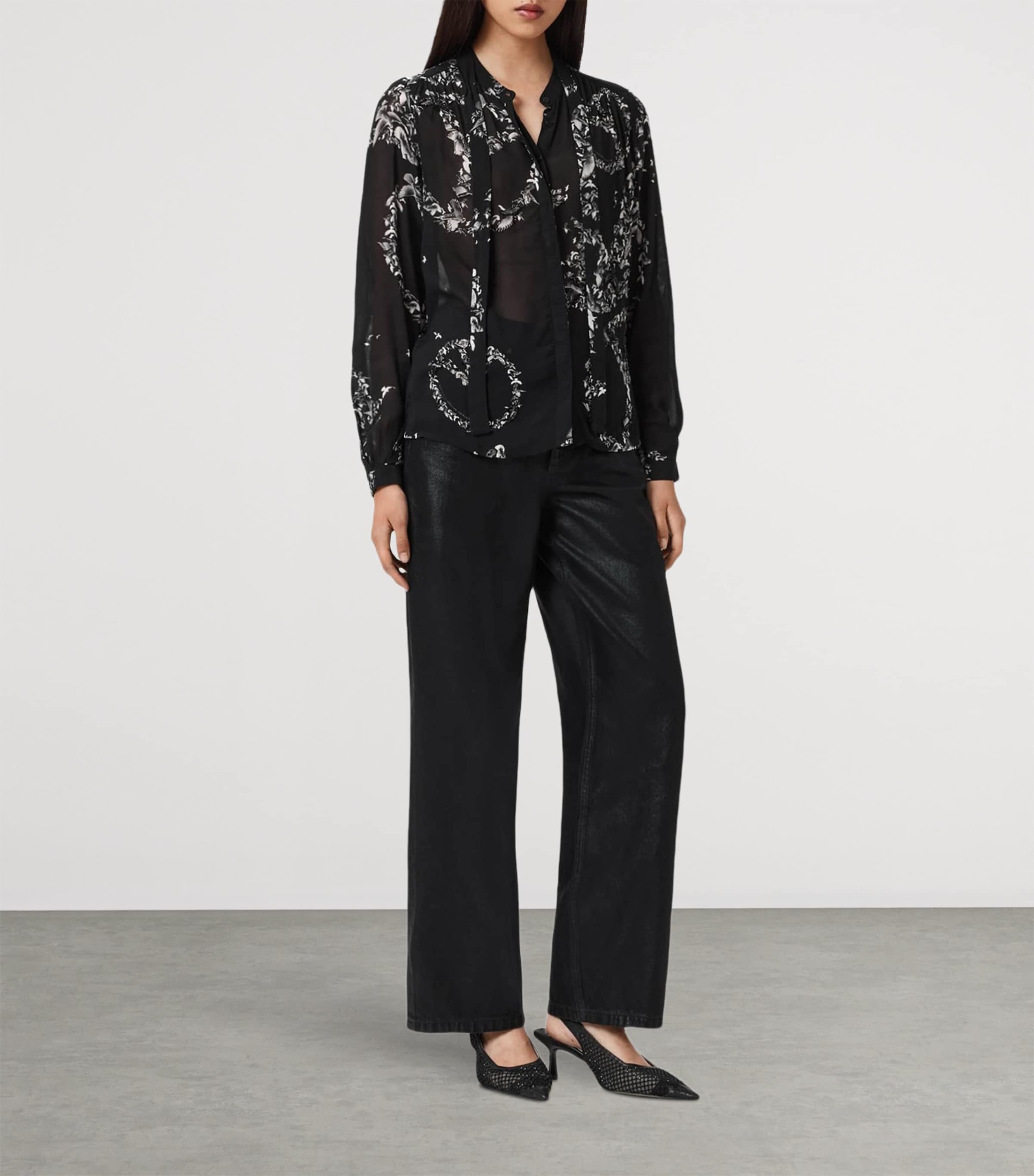 Printed Embellished Hilda Shirt FLIGHT BLACK Image 2