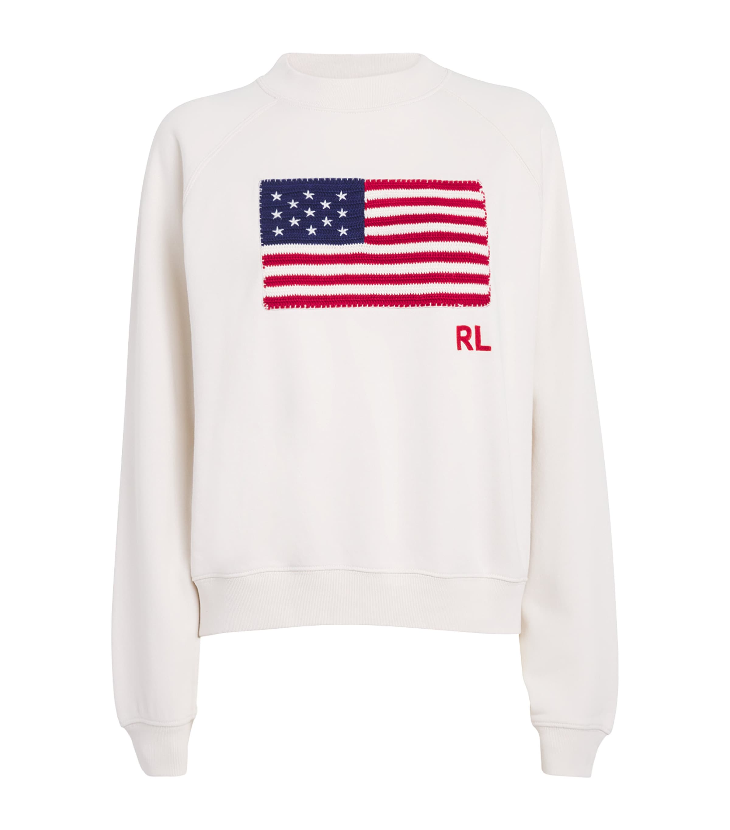 Shop Polo Ralph Lauren Cotton American Flag Sweatshirt In White