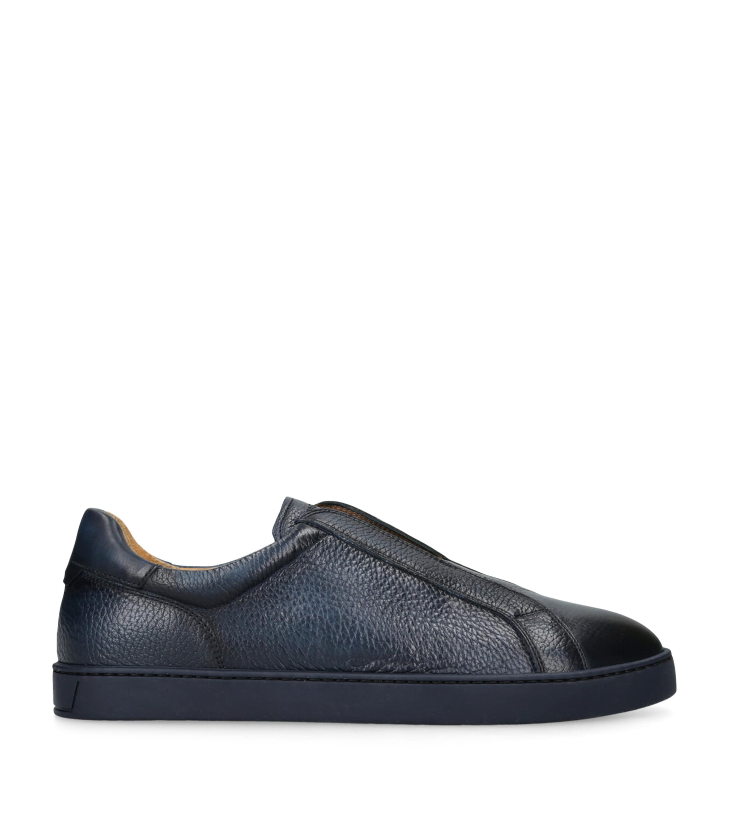 Leather Laceless Sneakers NAVY Image 1