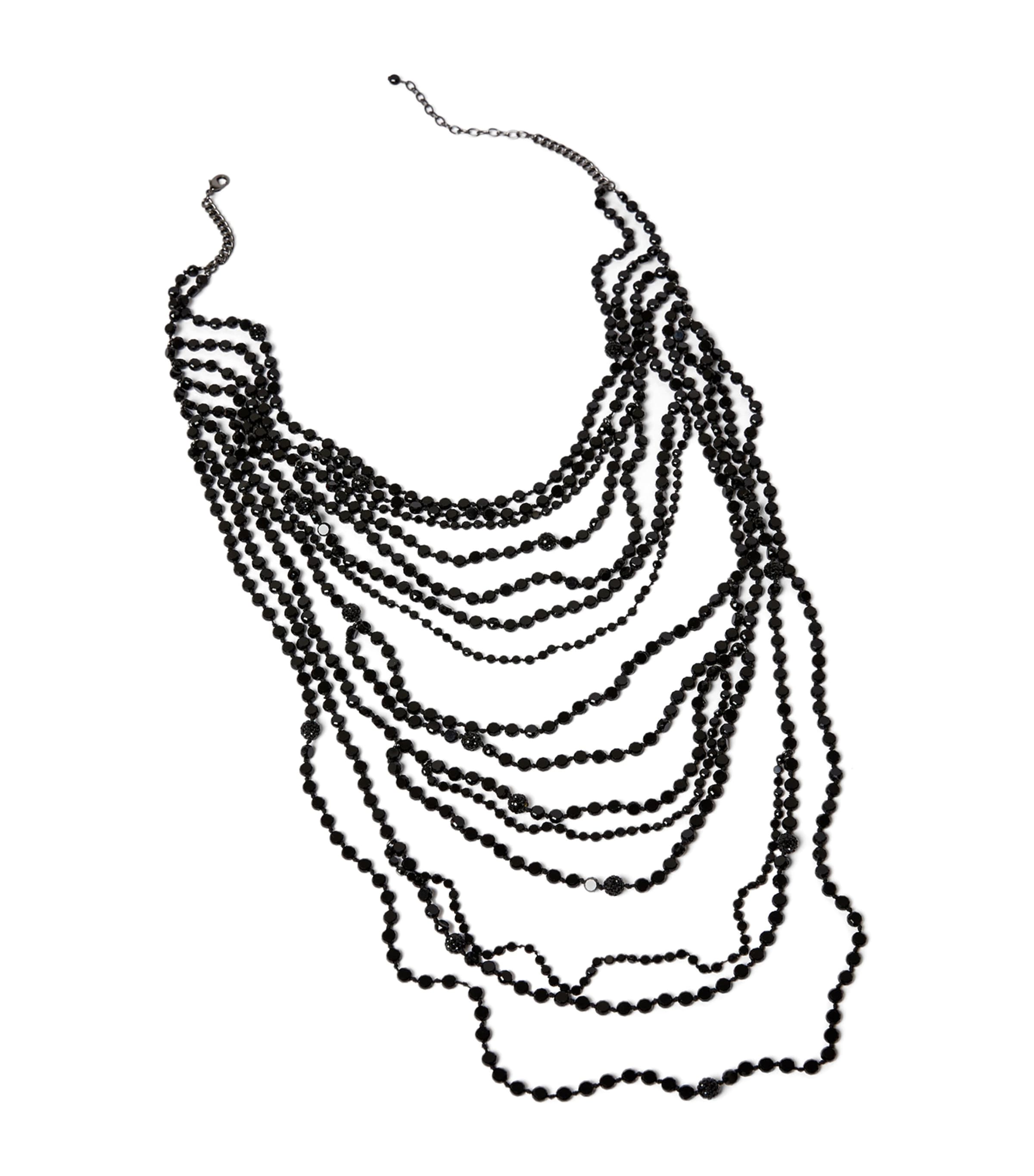 Marina Rinaldi Beaded Multi-layer Brandy Necklace In Black