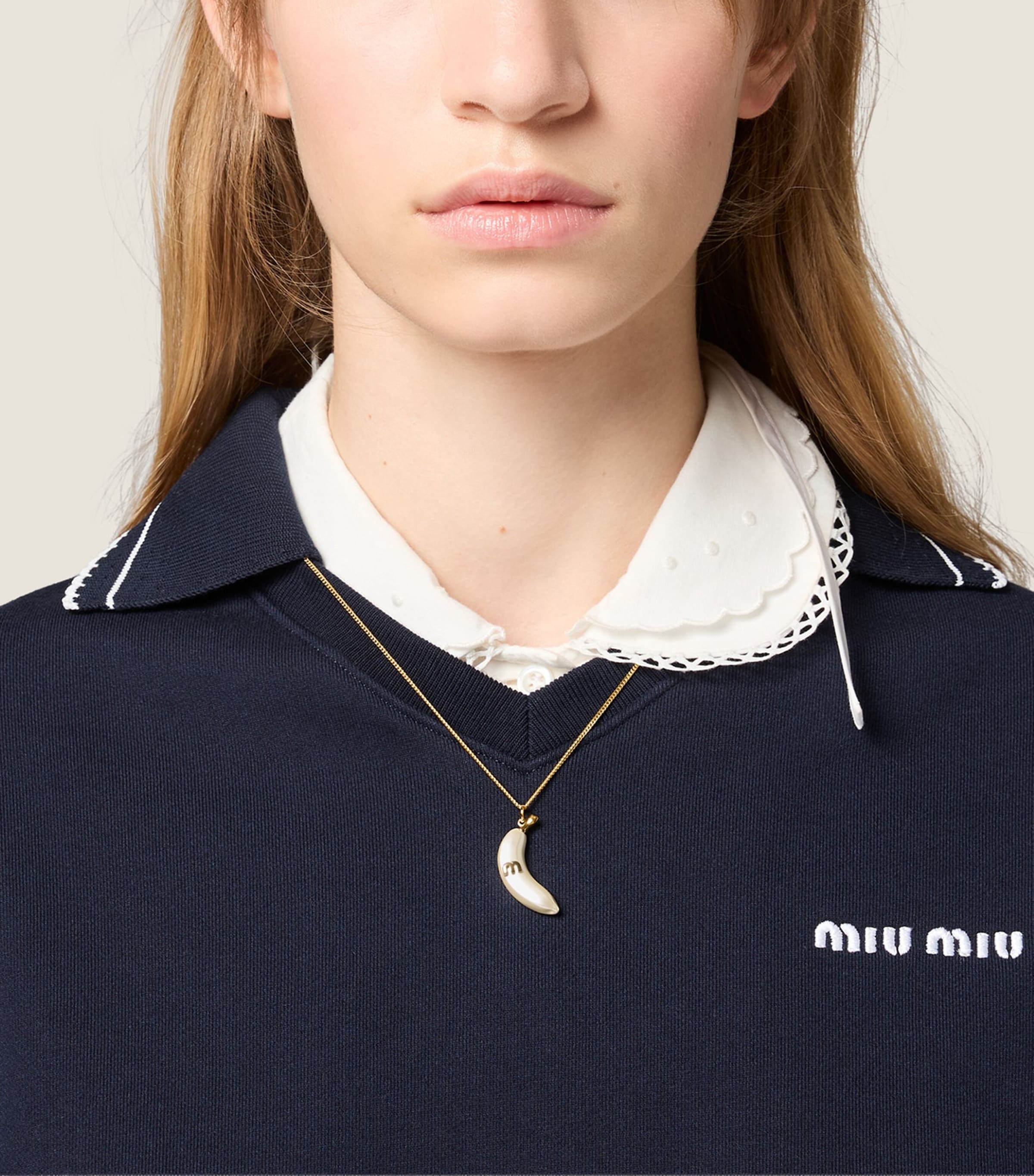 Miu Miu Pearlised Pendant Necklace Gold/silver Image 2