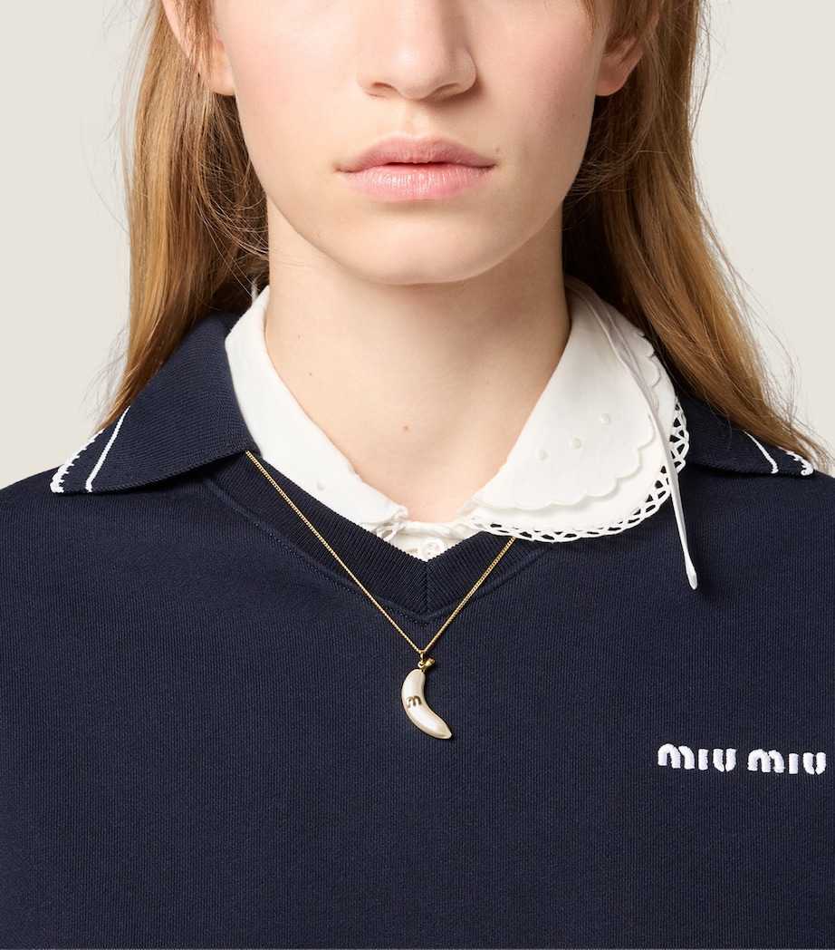 Miu Miu Pearlised Pendant Necklace Gold/silver Image 2