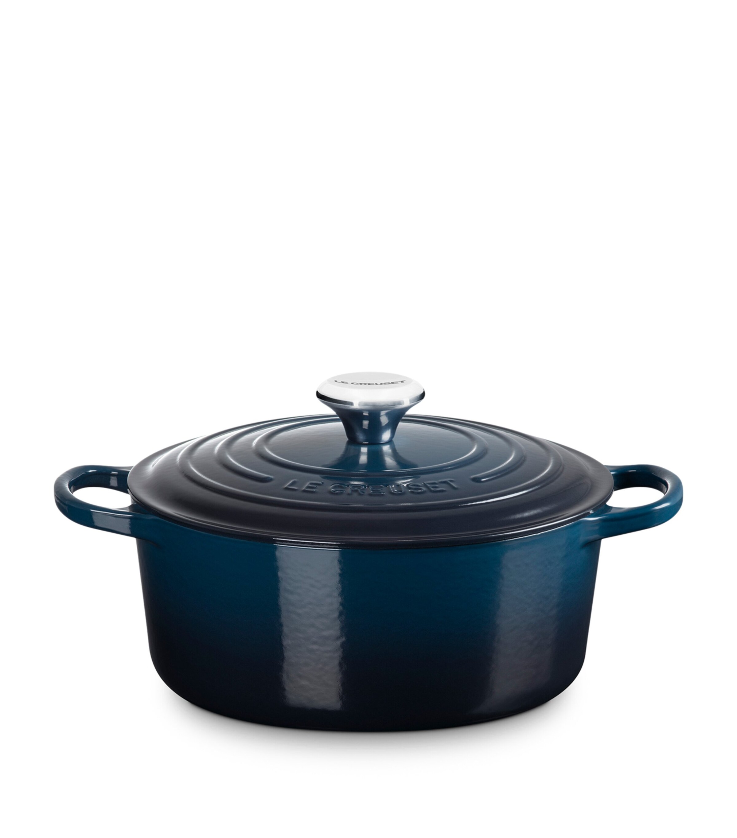 Enamelled Cast Iron Round Casserole Dish (24cm) BLUE Image 2