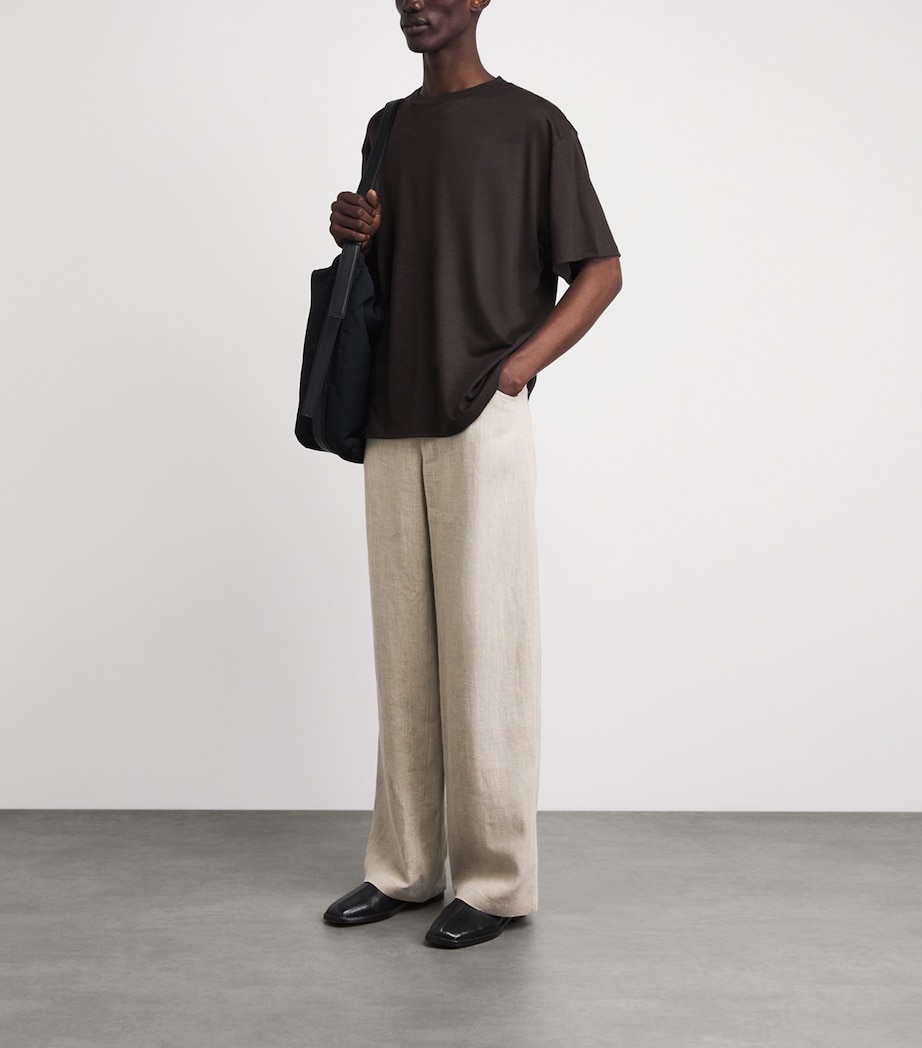 Studio Nicholson Mens Wool Henley T-Shirt Black Grape Image 2