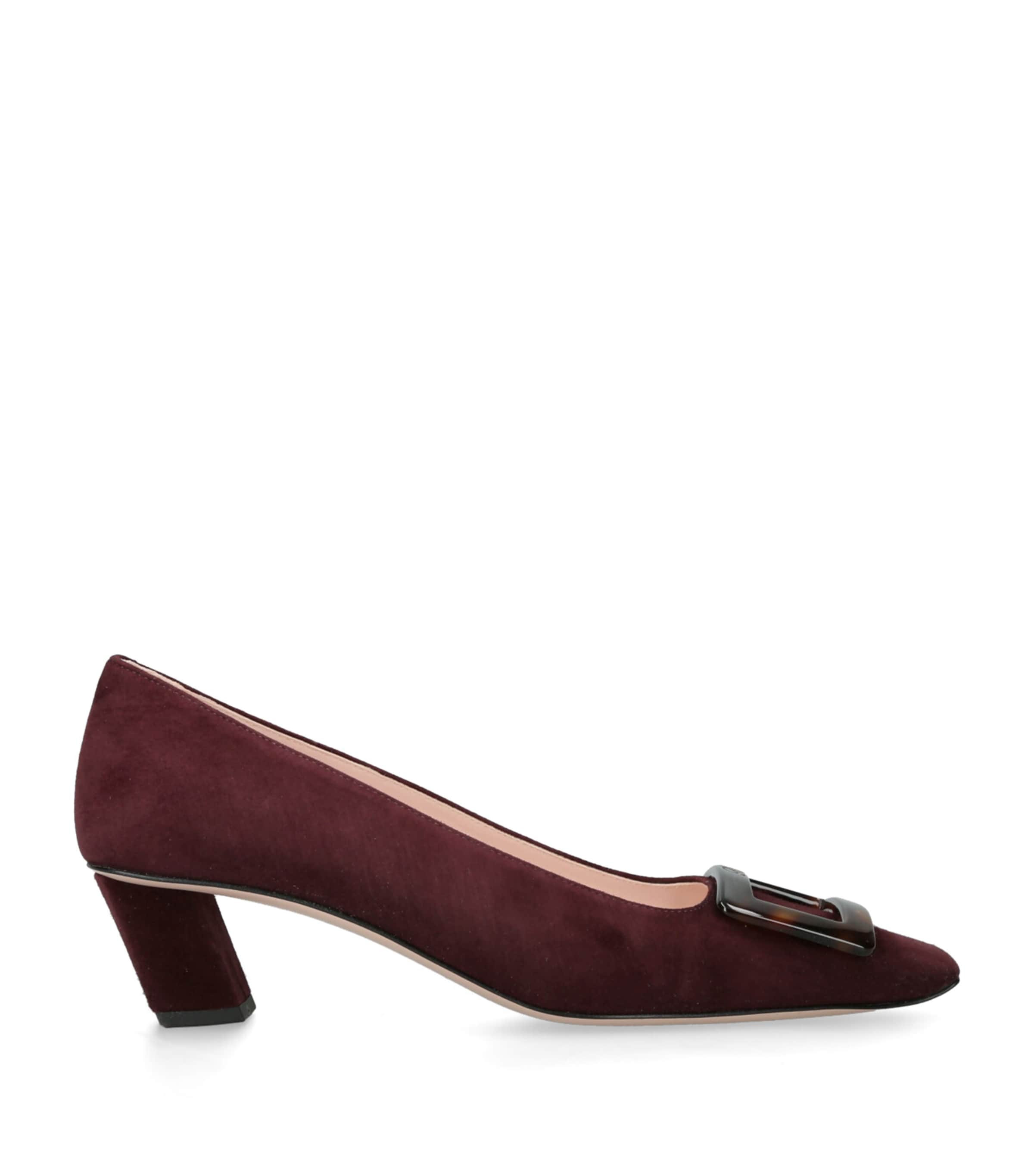 Roger Vivier Suede Belle Vivier Pumps 45 In Burgundy