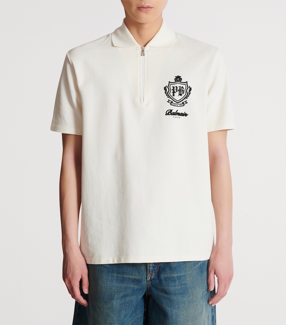 Cotton College Emblem Polo Shirt GAB BLANC/NOIR Image 4