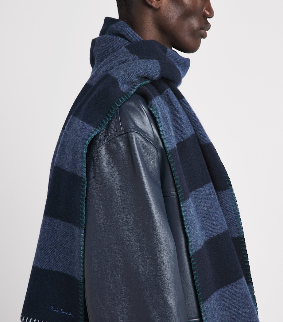 Paul Smith Wool Stripe Scarf Blue Image 2