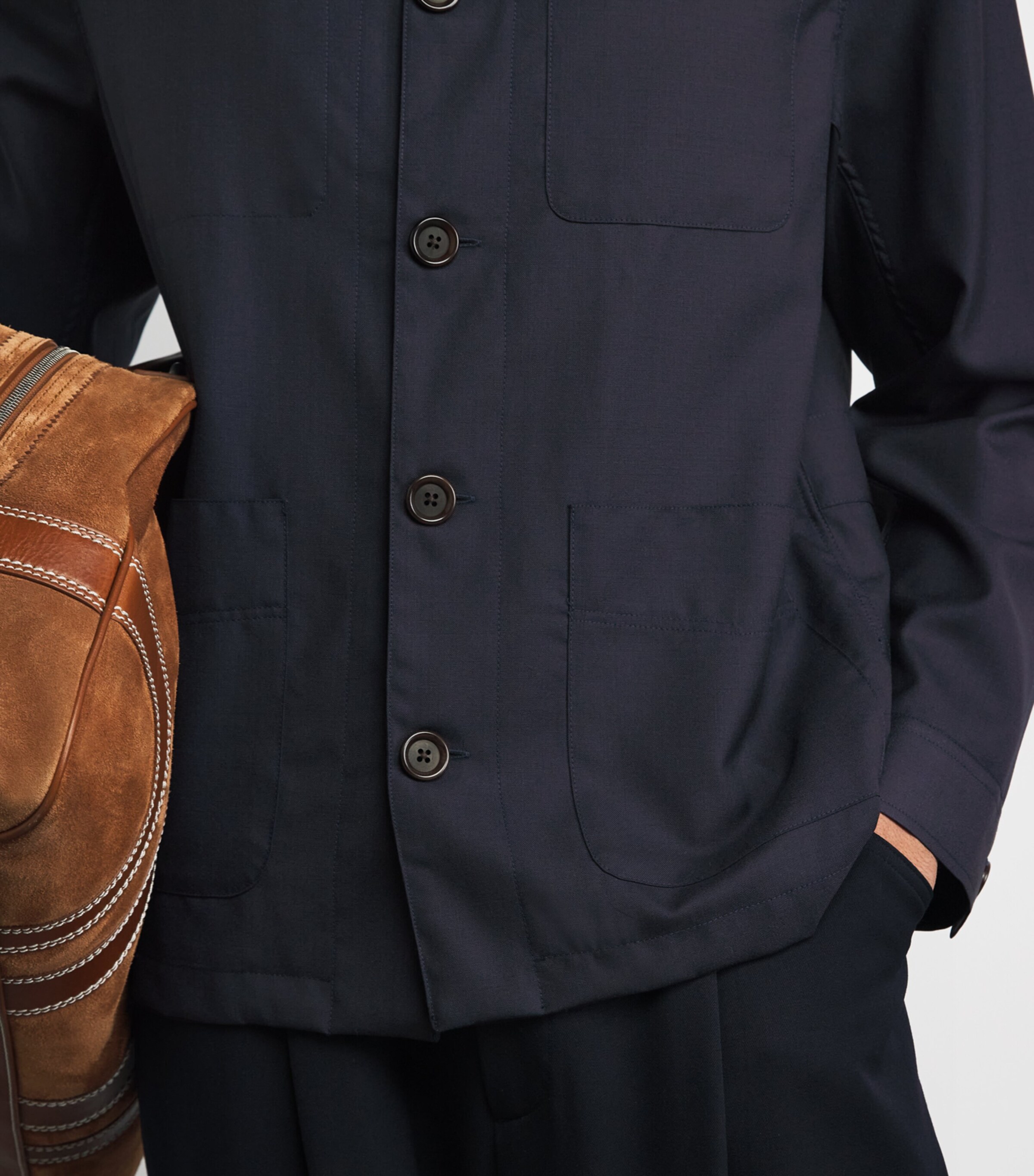 Oliver Spencer Mens Cotton Kennard Shirt Jacket Navy Image 3