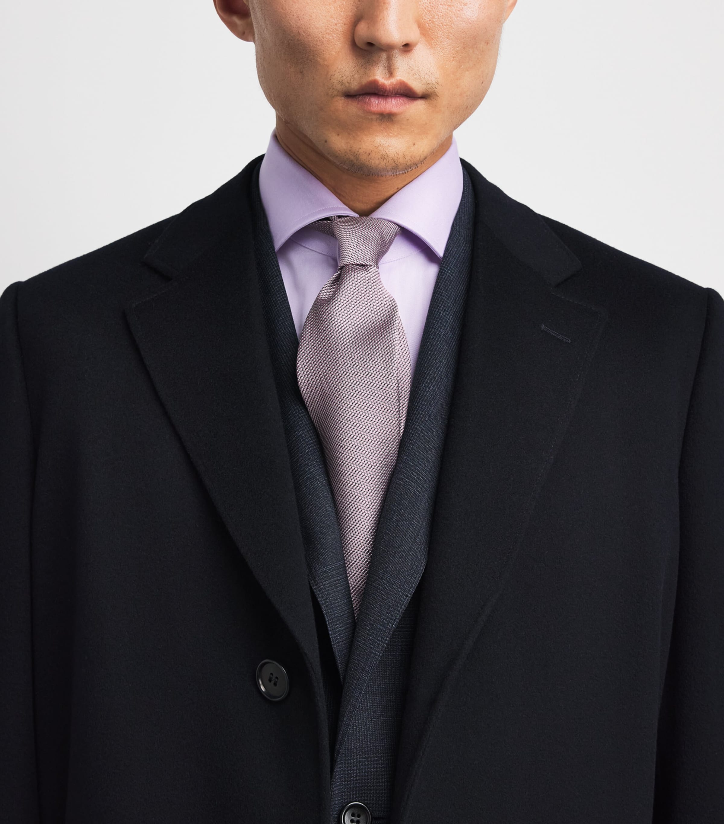 Barba Napoli Mens Cotton Twill Slim Shirt Purple Image 3