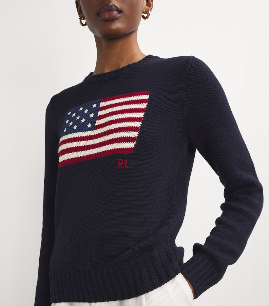 Cotton American Flag Sweater NAVY Image 6