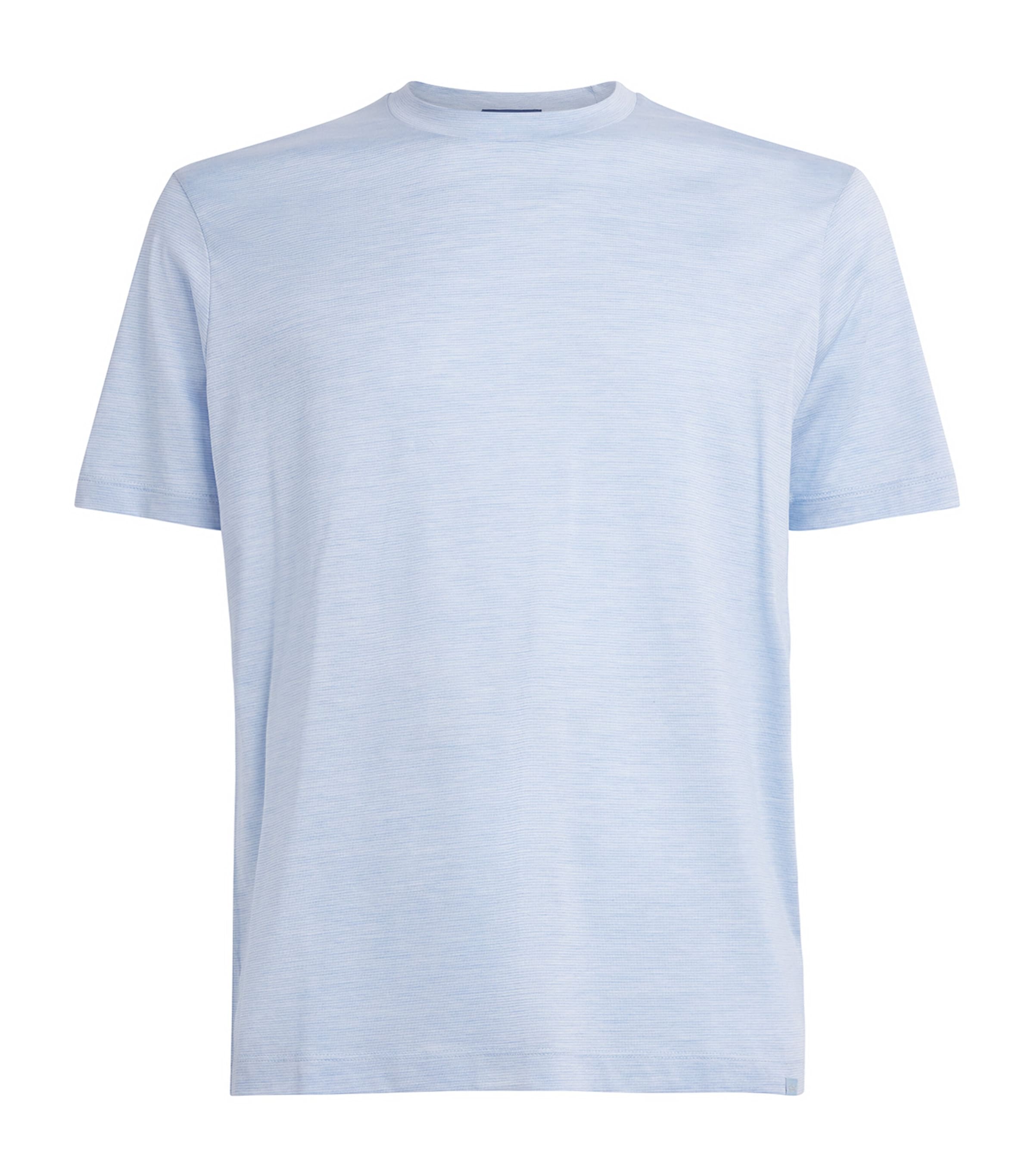 Cotton-Silk Stripe T-Shirt 130 WHITE LIGHT BLUE Image 1