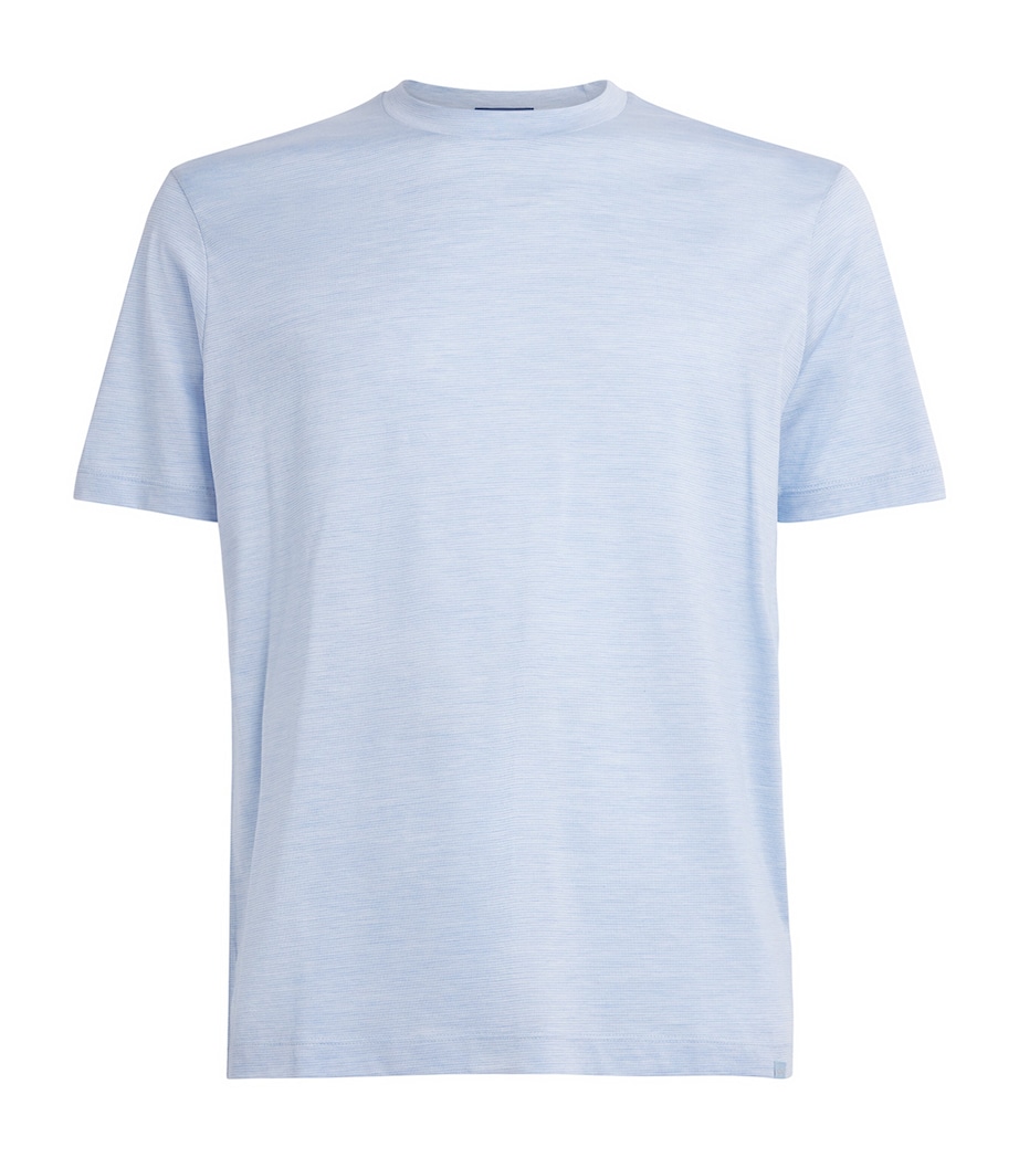 Cotton-Silk Stripe T-Shirt 130 WHITE LIGHT BLUE Image 1