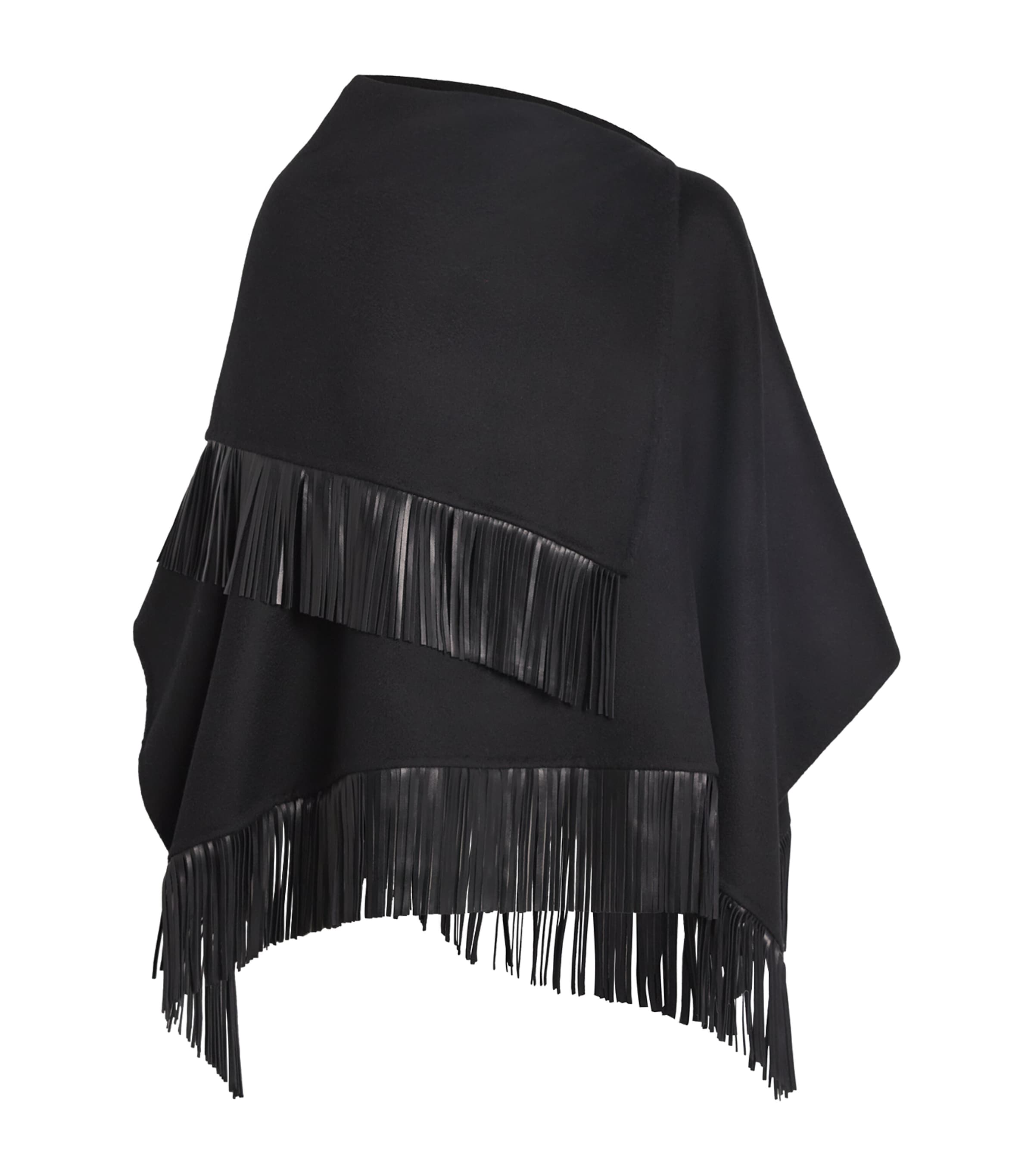 Agnona Wool-alpaca-cashmere Poncho In Black