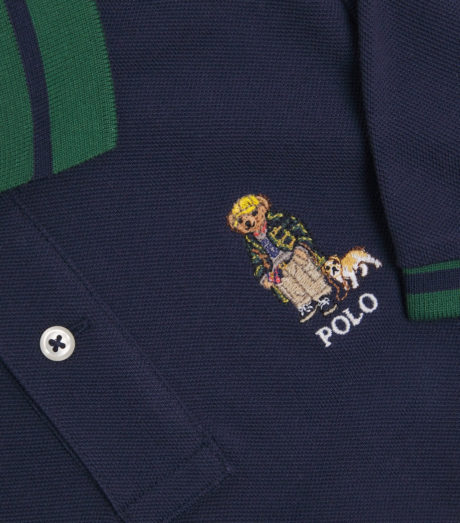 Cotton Polo Bear Polo Shirt (6-12 Years) NAVY Image 3