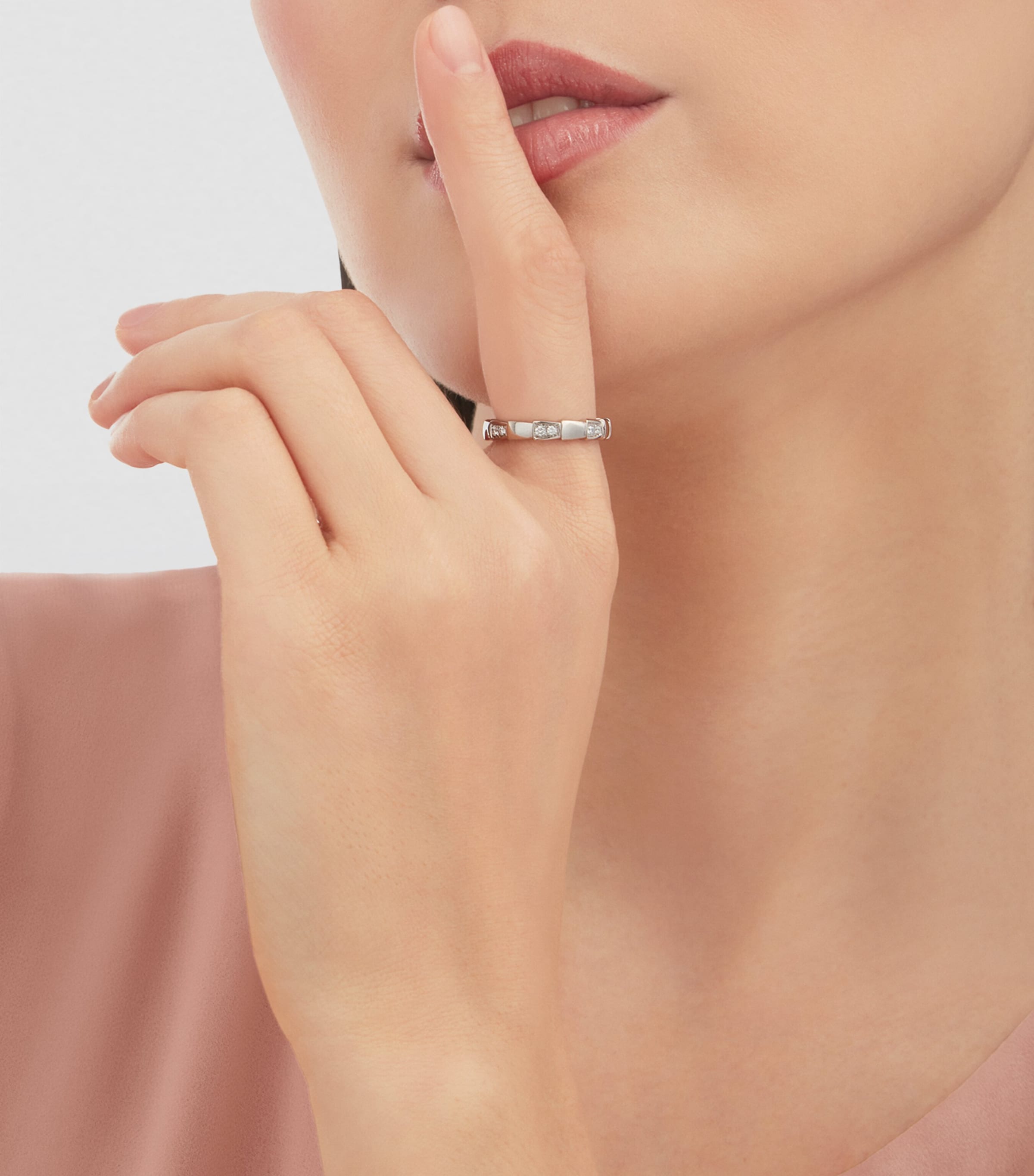 White Gold and Diamond Serpenti Viper Ring WHITE GOLD Image 6