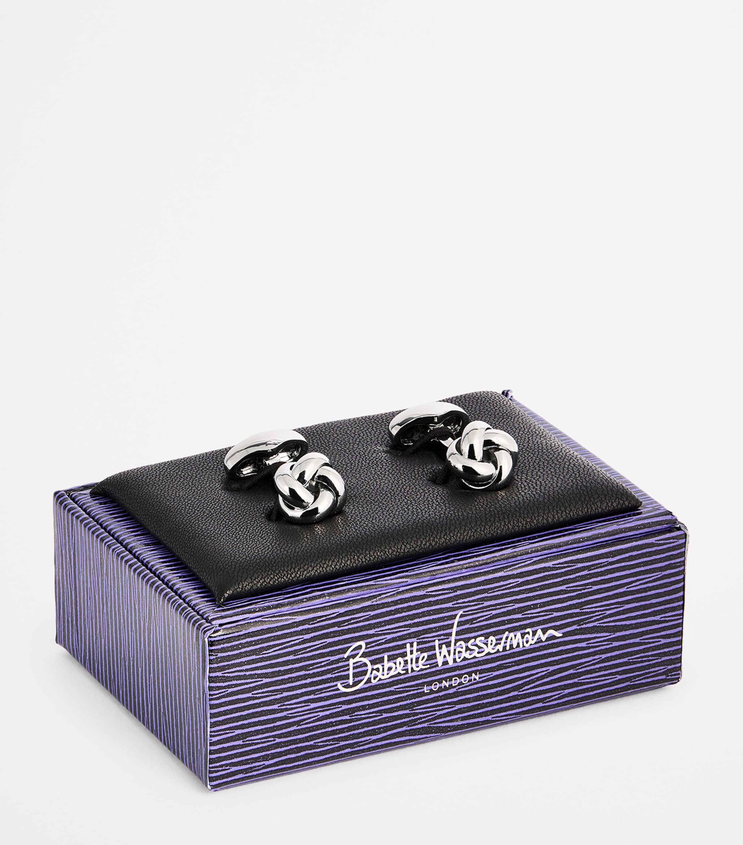 Babette Wasserman Rhodium-Plated Metal Knot Cufflinks Silver Image 3