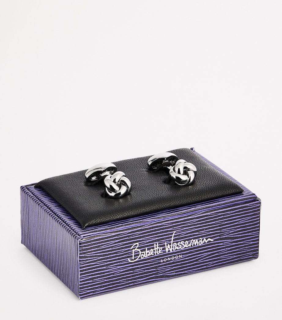Babette Wasserman Rhodium-Plated Metal Knot Cufflinks Silver Image 3