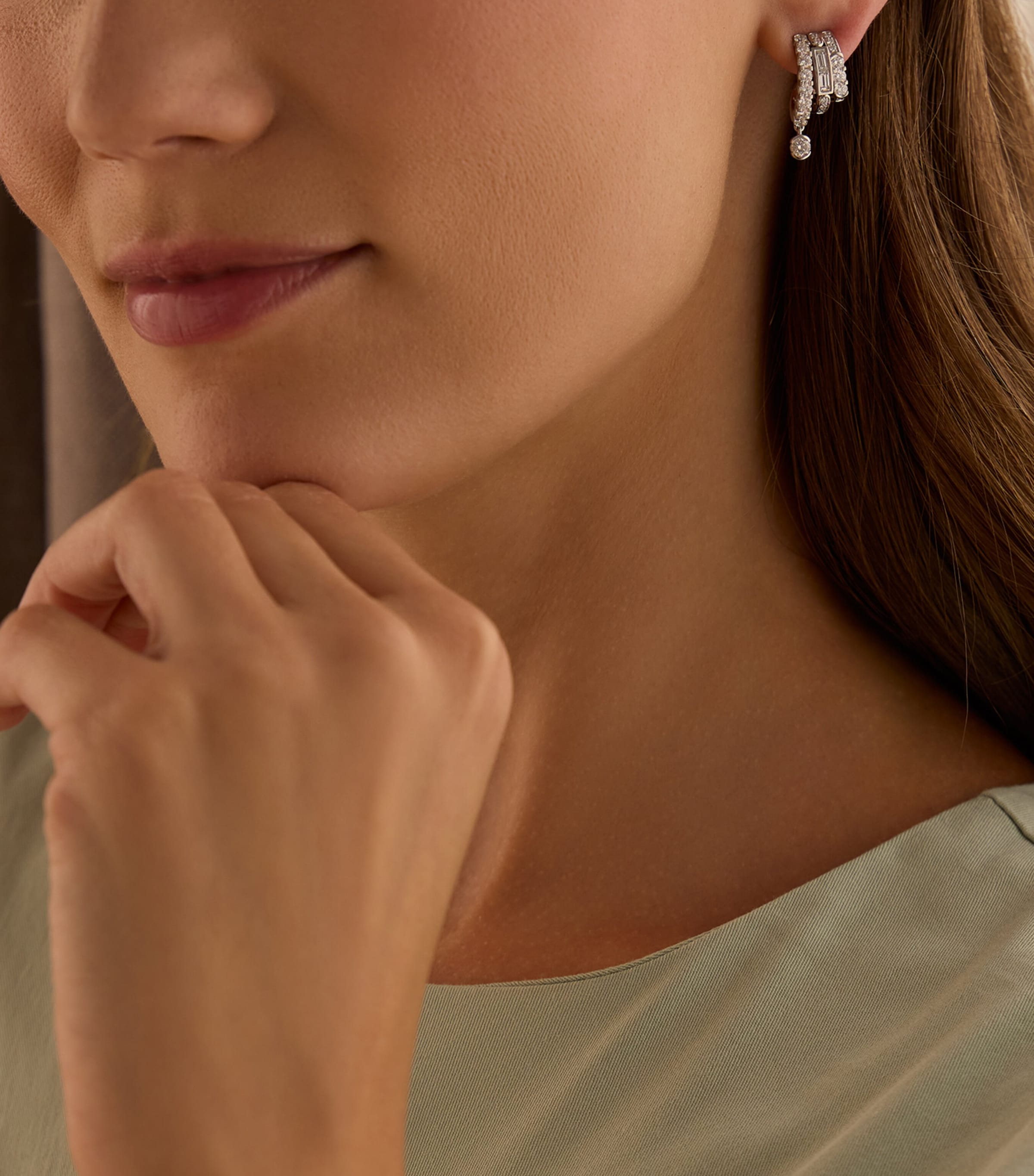 Boodles Platinum and Diamond Play of Light Hoop Earrings Platinum Image 2