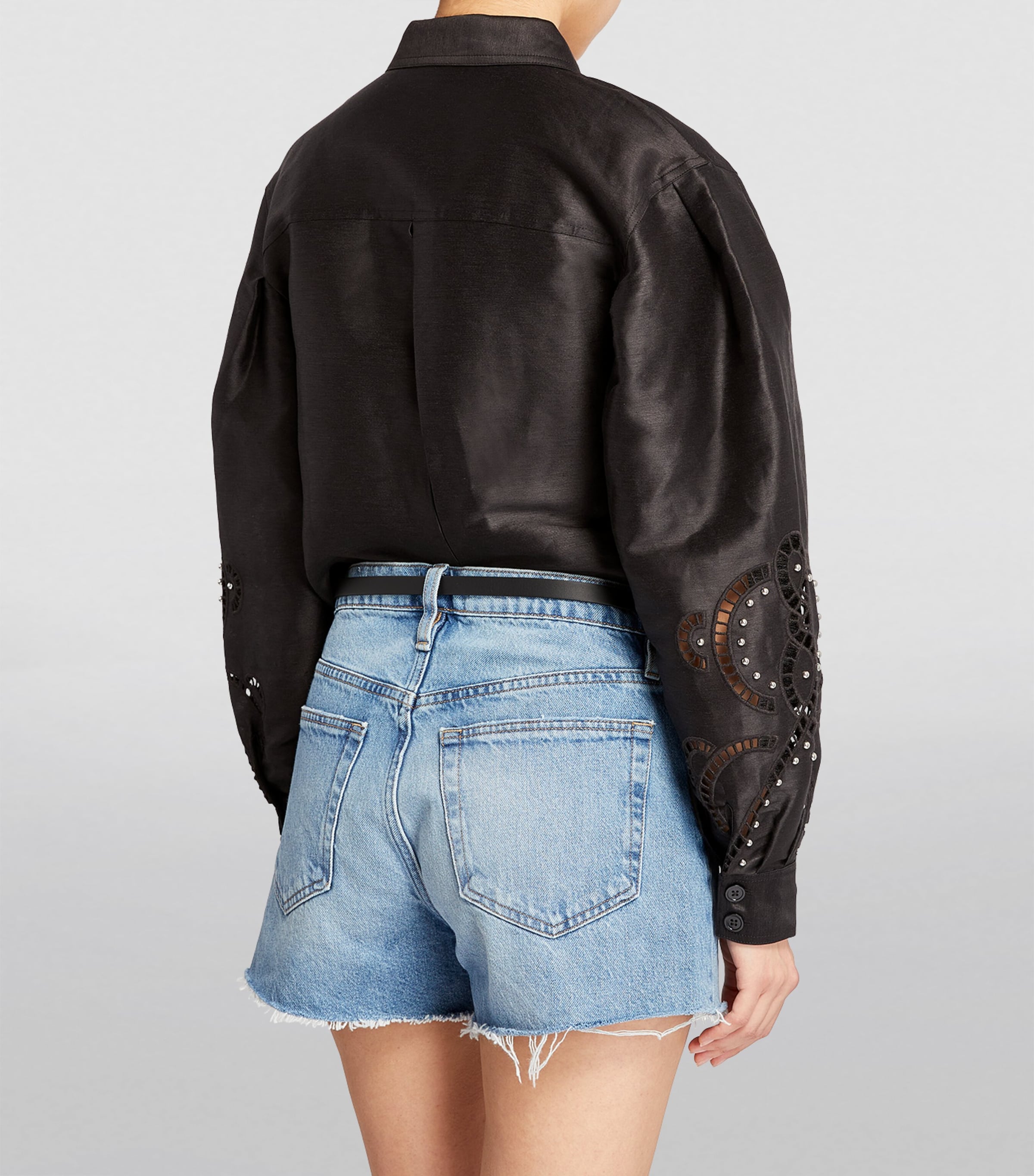 Leather Logo Thin Belt BLACK Image 2