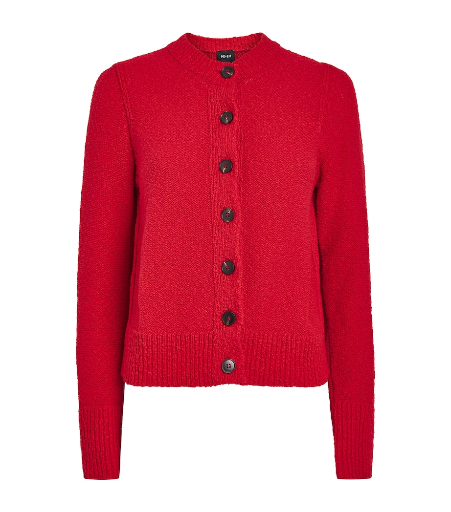 ME+EM Womens Cotton-Linen Bouclé Cardigan Rose Petal Red Image 1